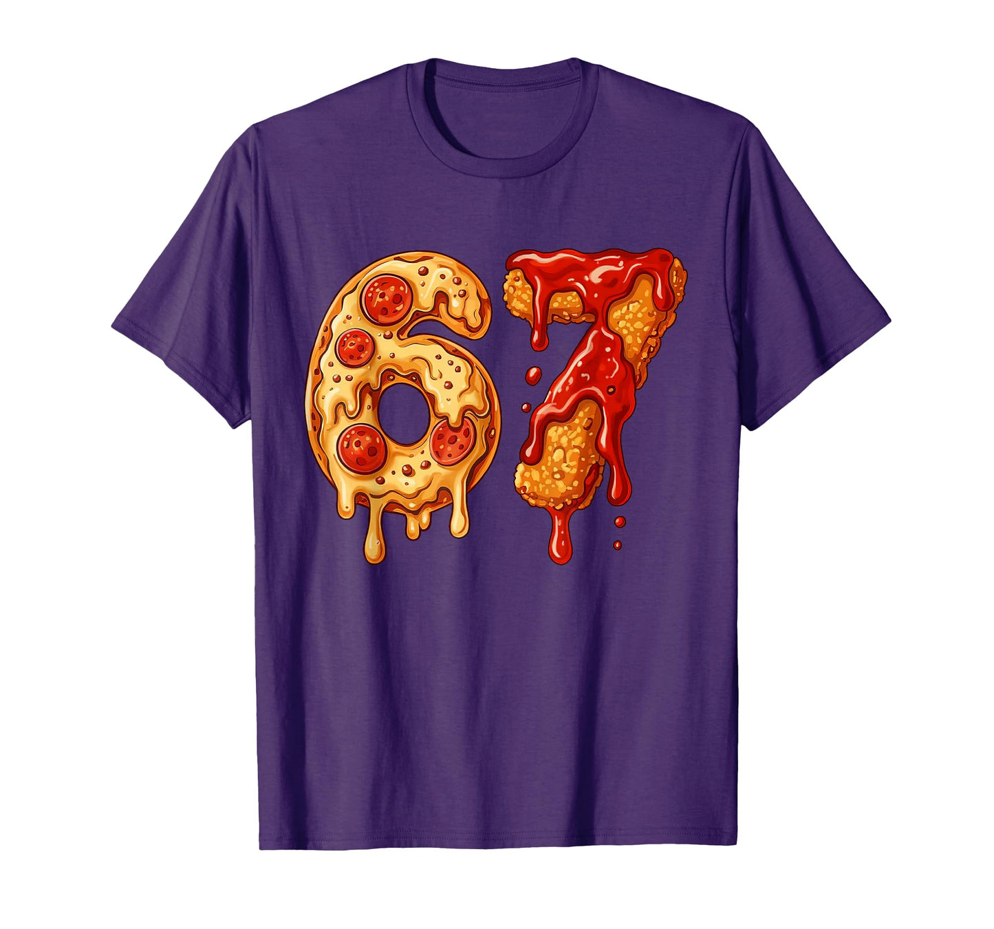 67 Six Seven 6-7 Pizza & Chicken Nugget - Kids Brainrot Meme T-Shirt
