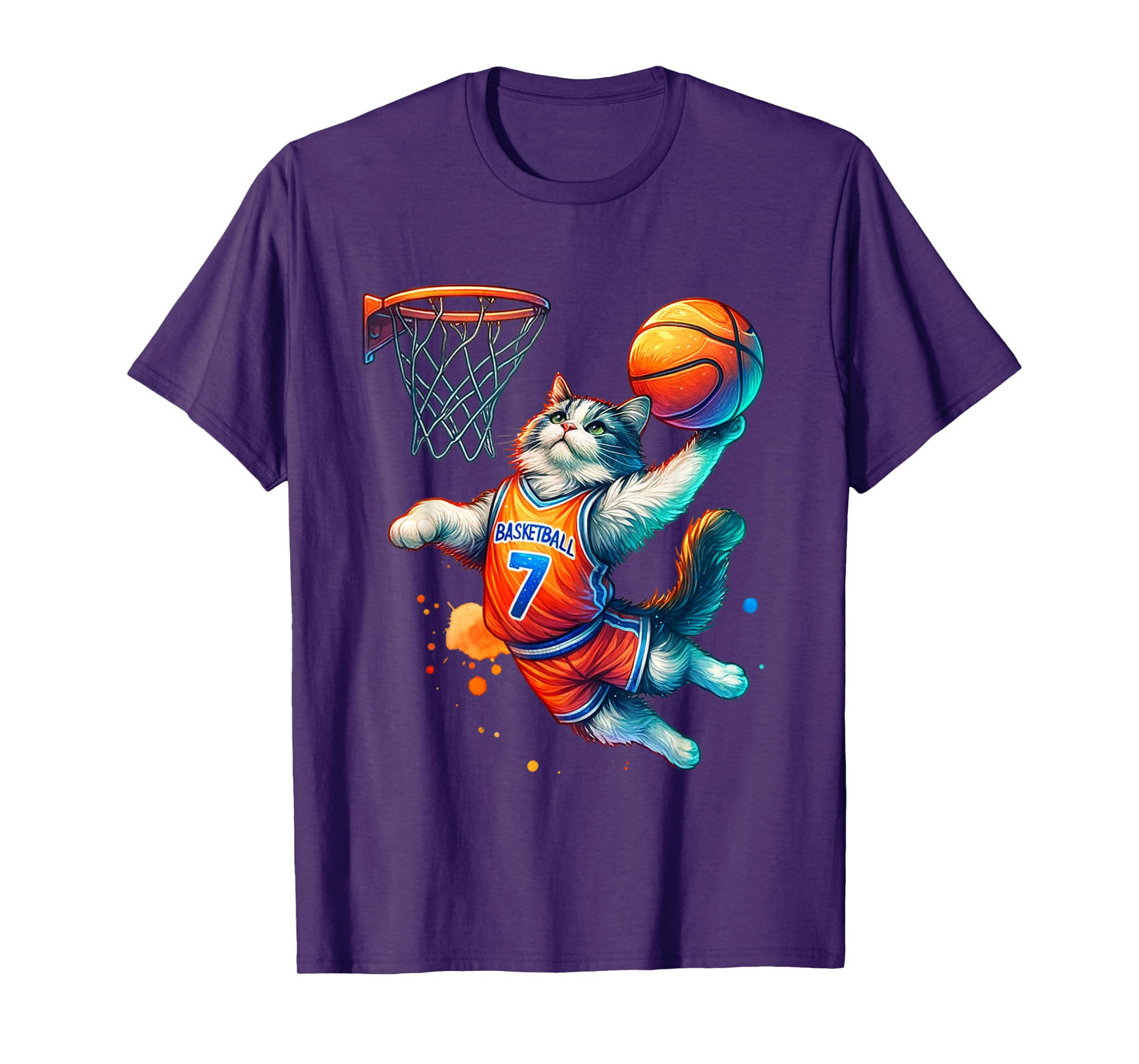 Cat Basketball Youth Player Hoop Slam Design Cat lovers T-Shirt