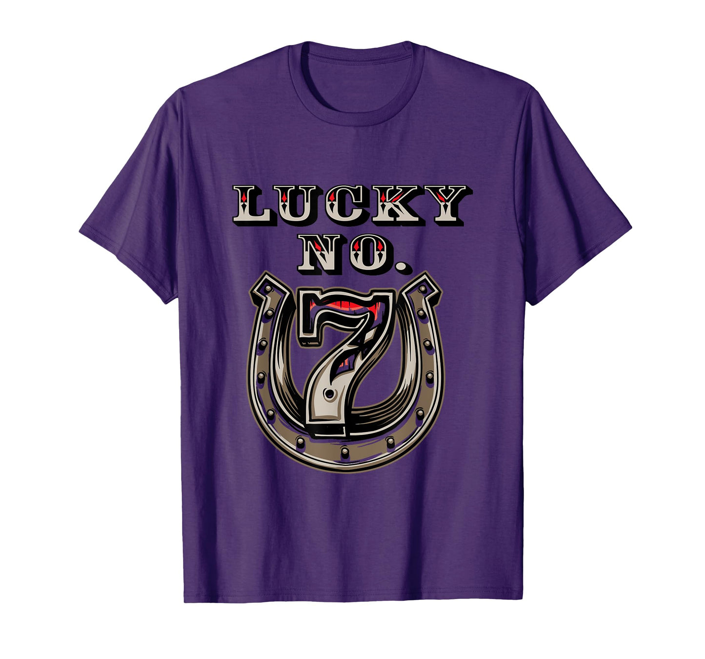 Lucky Number 7 Seven Horse Shoe Good Luck T-Shirt