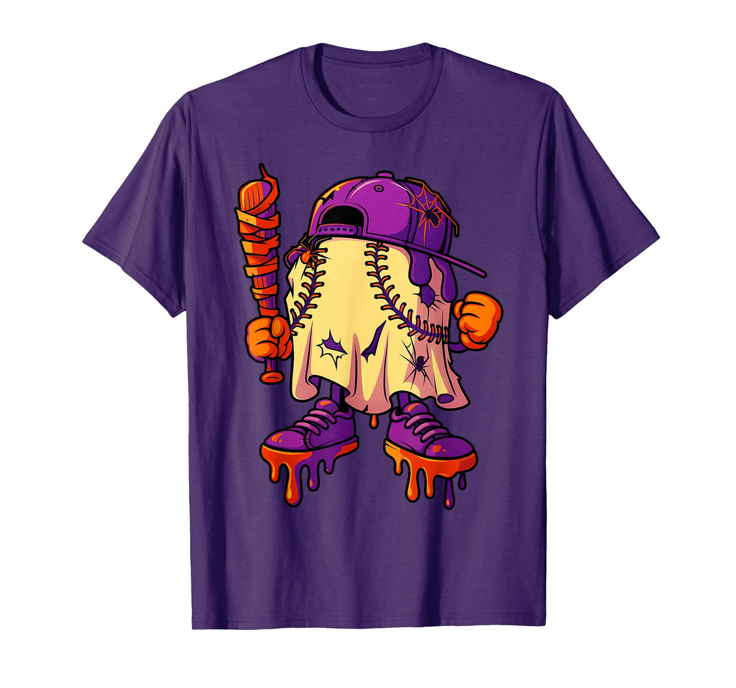 Funny Baseball Ghost Halloween Drip Baseball Boys Youth T-Shirt