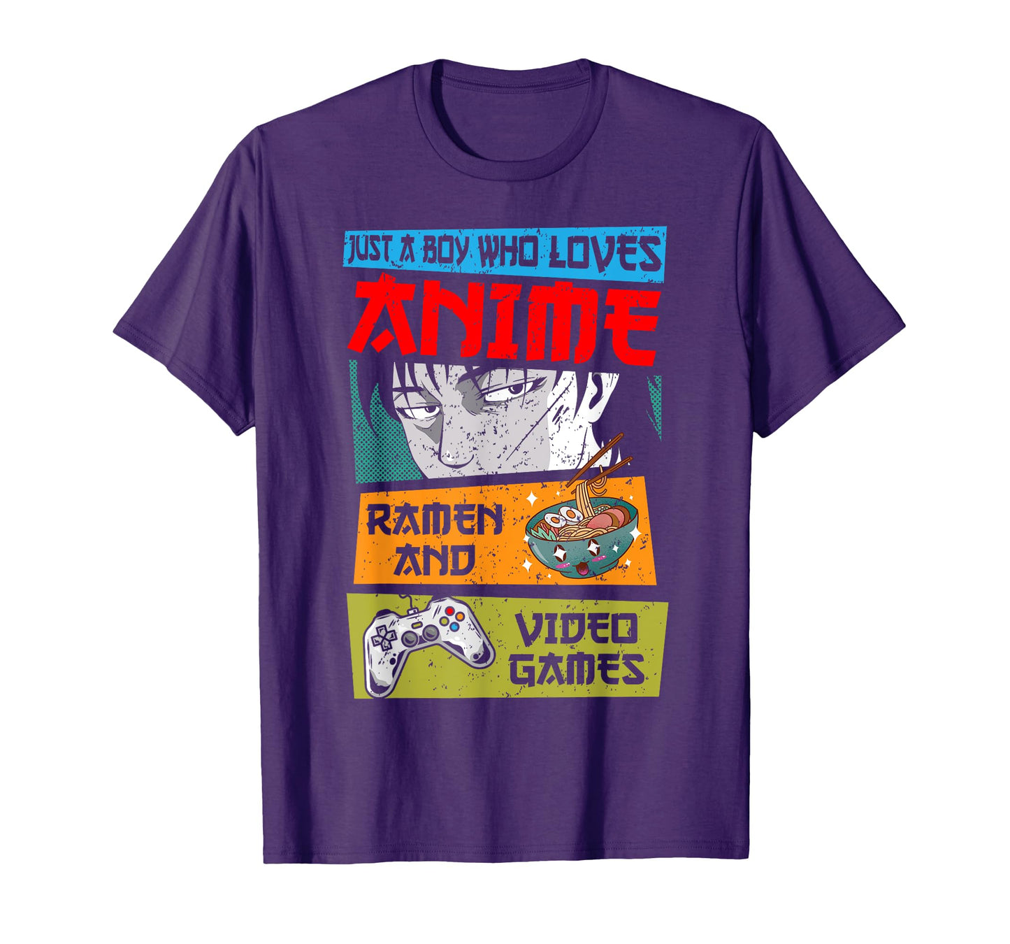 Just A Boy Who Loves Anime Ramen and Video Games, Gaming T-Shirt