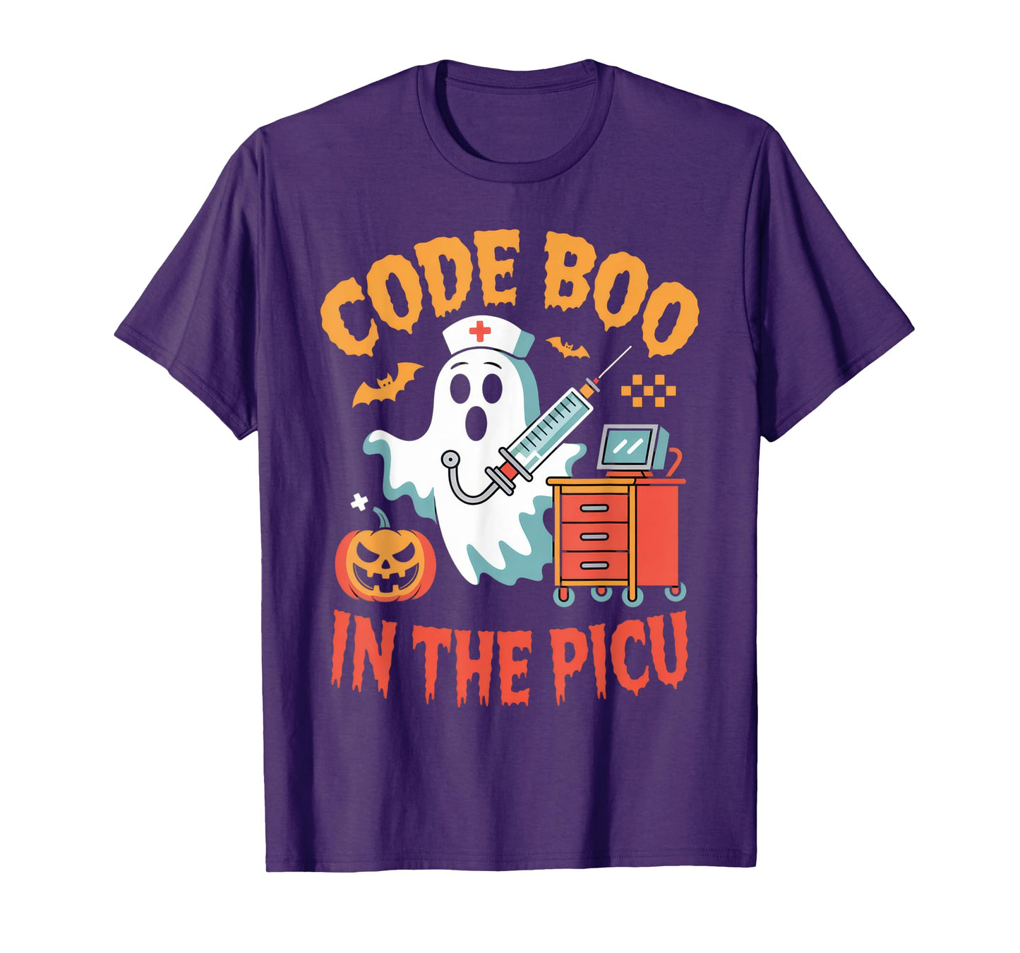 Code Boo in The PICU Nurse Humor Spooky Halloween Fun T-Shirt