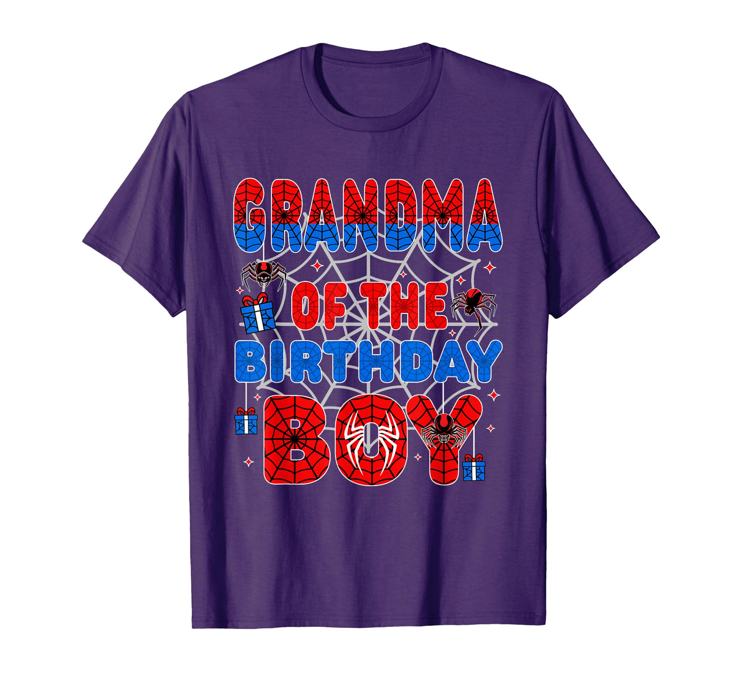 Spider Web Birthday Party Grandma of The Birthday Boy T-Shirt