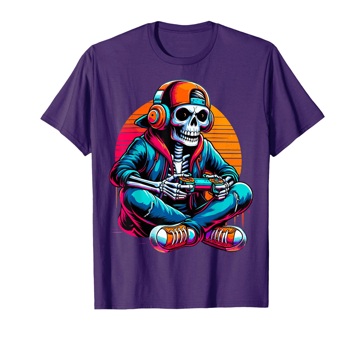 Halloween Skeleton Gamer Video Gaming T-Shirt
