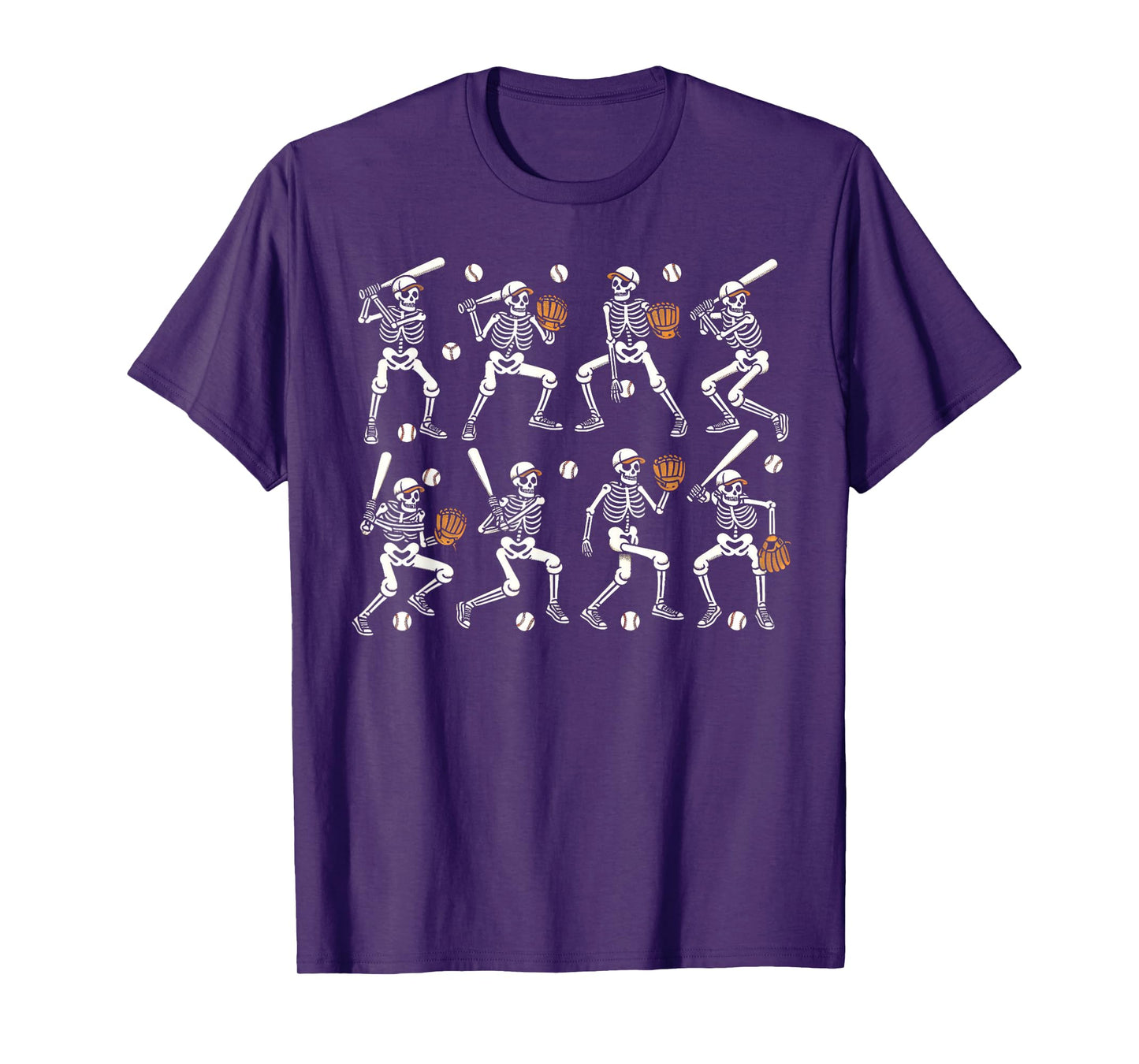 Funny Halloween Baseball Skeletons Play Baseball Boys Kids T-Shirt