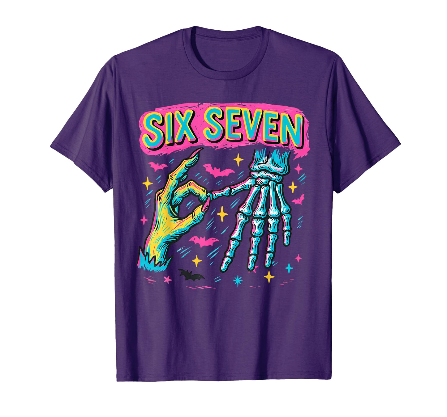 Six Seven 67 Hand Sign Skeleton Halloween Costume Men Women T-Shirt
