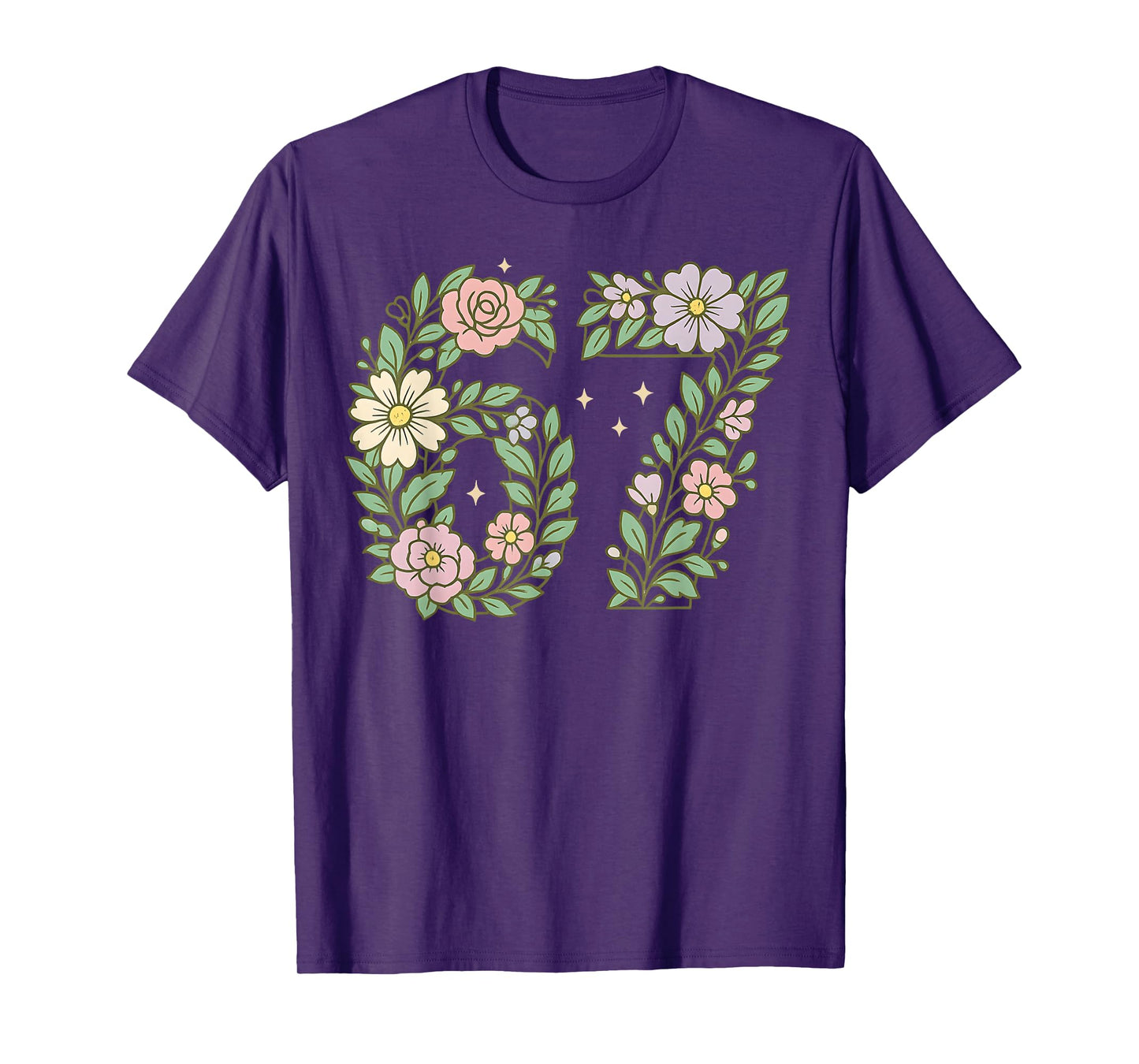 67 for Girls Floral Six Seven Flowers 6 7 Brainrot Meme Kids T-Shirt