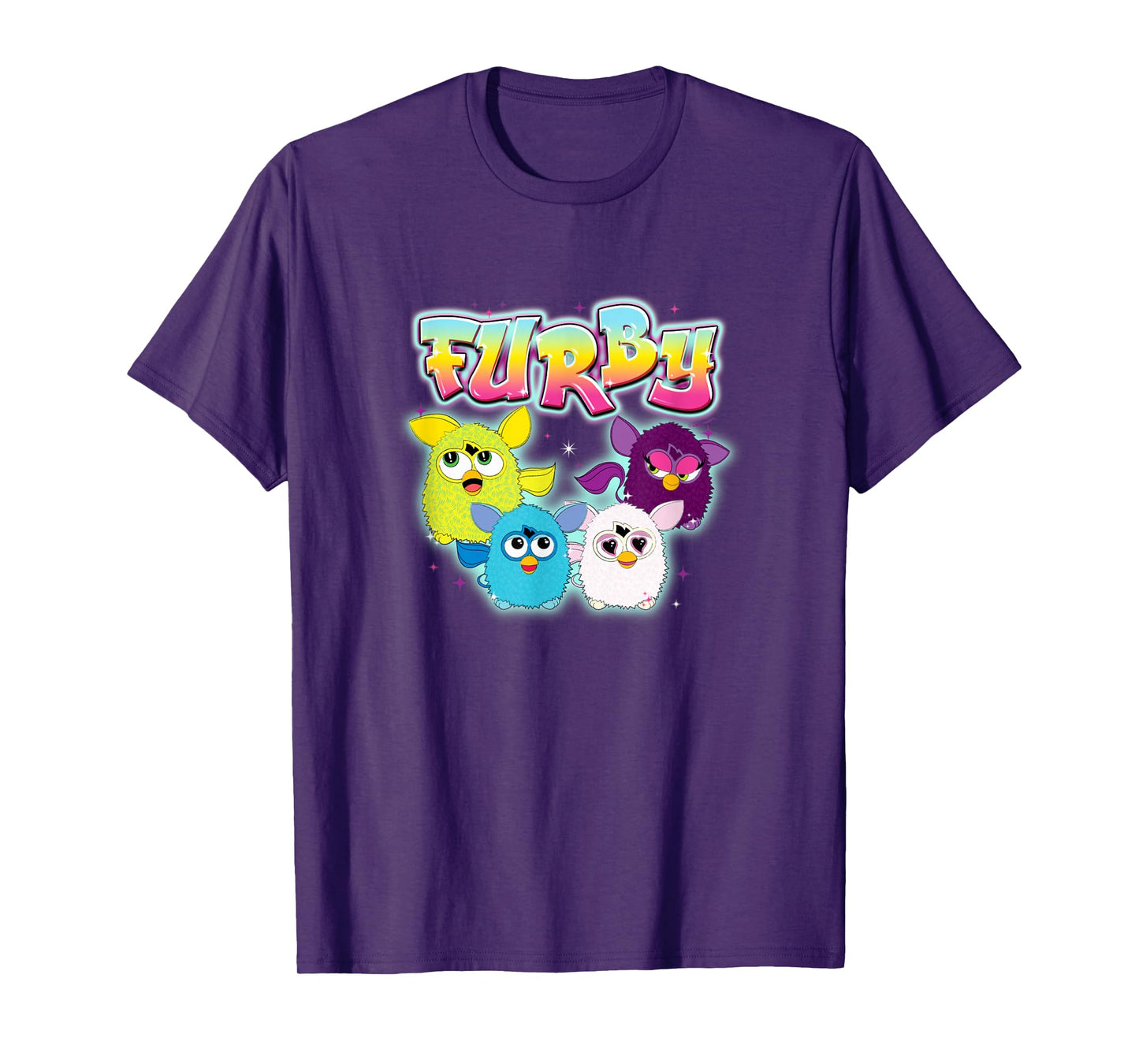 Furby Vintage Neon Rainbow Graffiti Style Group Poster T-Shirt