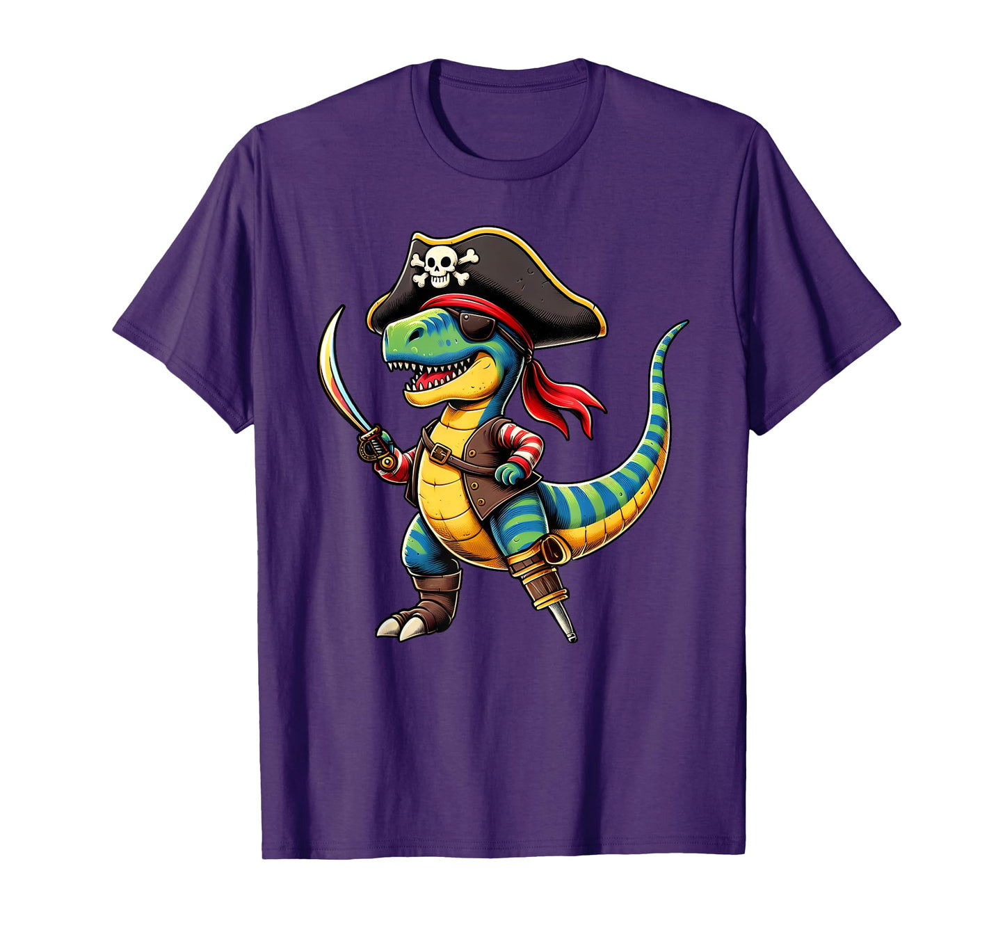 Funny Halloween Boys Kids Toddlers Dinosaur Trex Pirate T-Shirt
