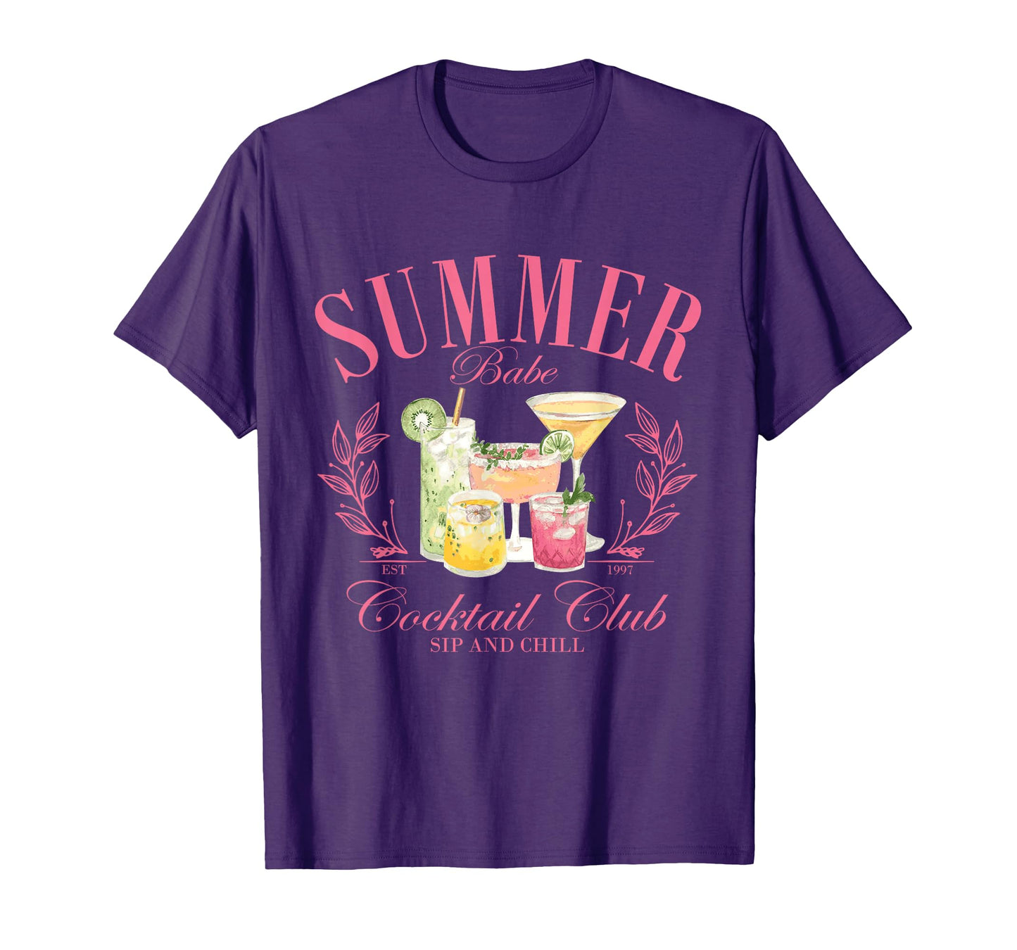 Summer Babe Cocktail Club Sip and Chill Desig T-Shirt