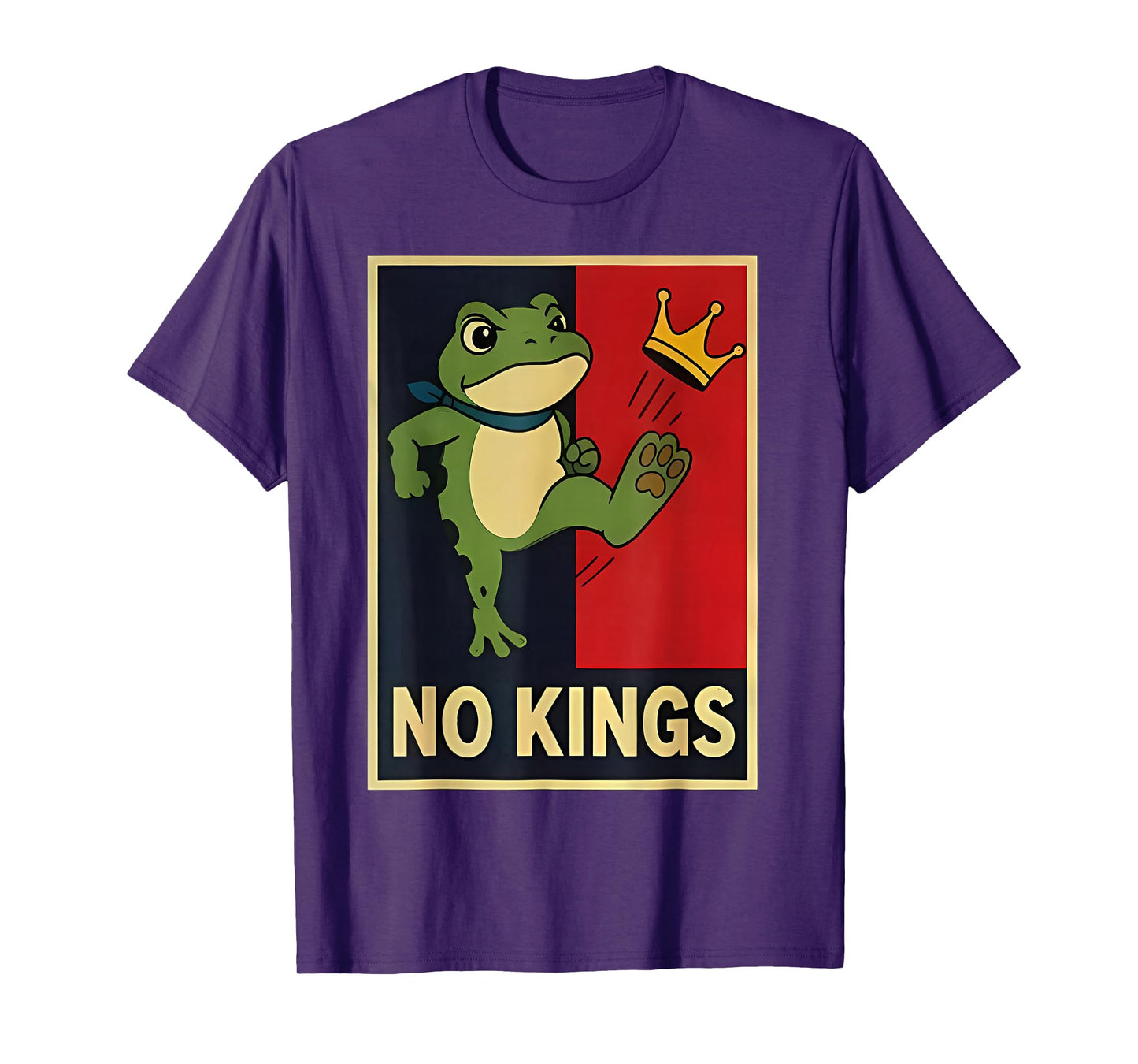Portland Frog No King Protest Kicking Crown T-Shirt