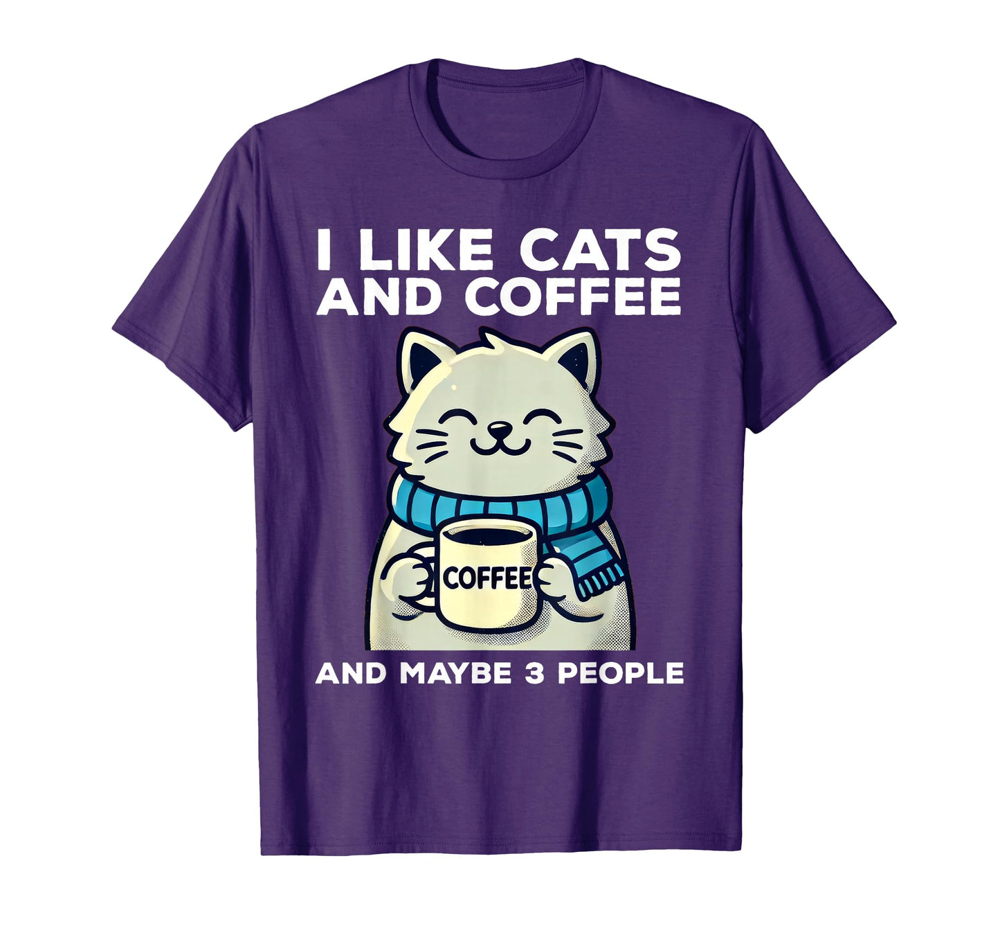 I Like Cats And Coffee And Maybe 3 People Funny Cat Retro T-Shirt