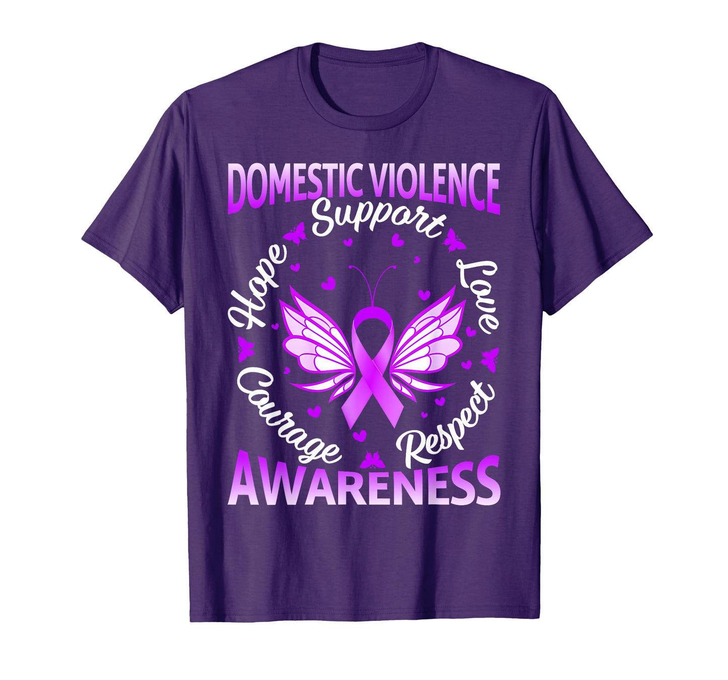 Domestic Violence Awareness Love Support Purple Butterflies T-Shirt