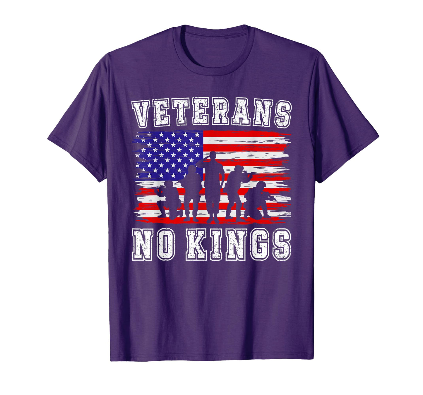 No Kings Veterans Patriotic American Flag Veterans Day Retro T-Shirt