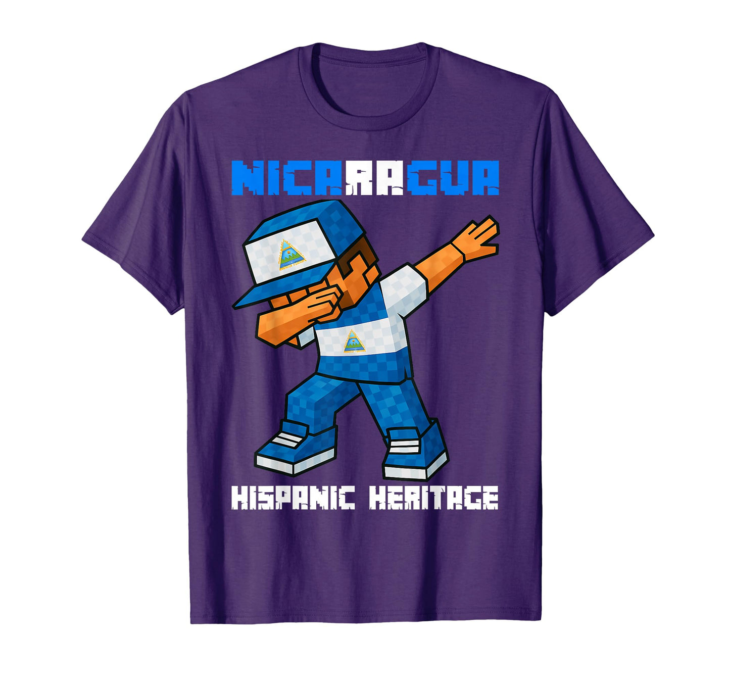 Nicaragua Dab Boys Game Pixel Hispanic Heritage Nicaraguan T-Shirt