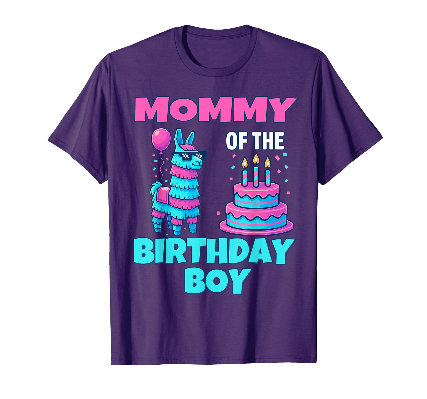 mommy Birthday Boy Llama Pinata Party family mathing women T-Shirt