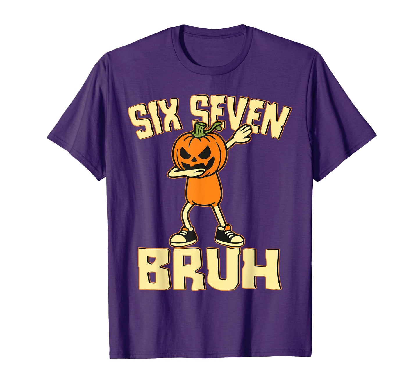 Funny Six Seven Bruh 6 7 Meme Dabbing Pumpkin Boy Halloween T-Shirt