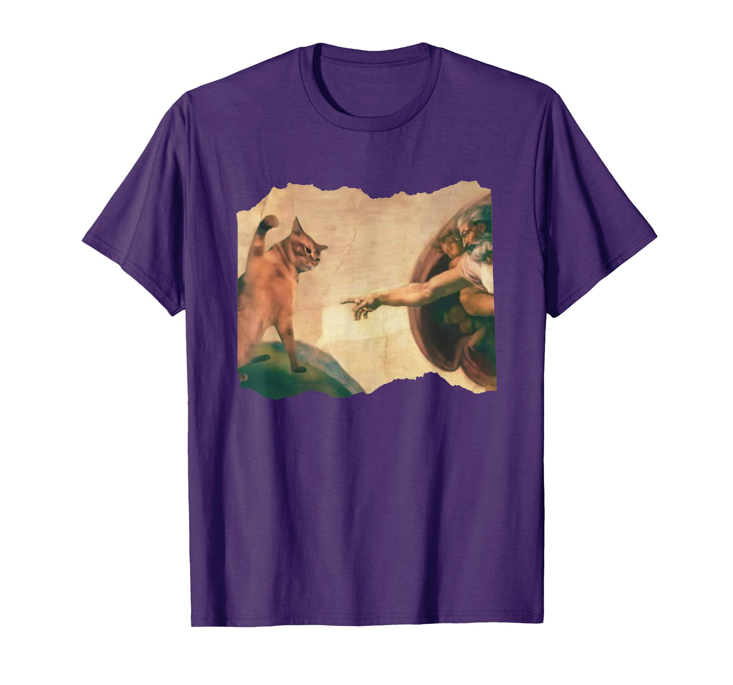 Funny Cat Swatting God's Hand Parody Cat The Divine Swipe T-Shirt for Men Women
