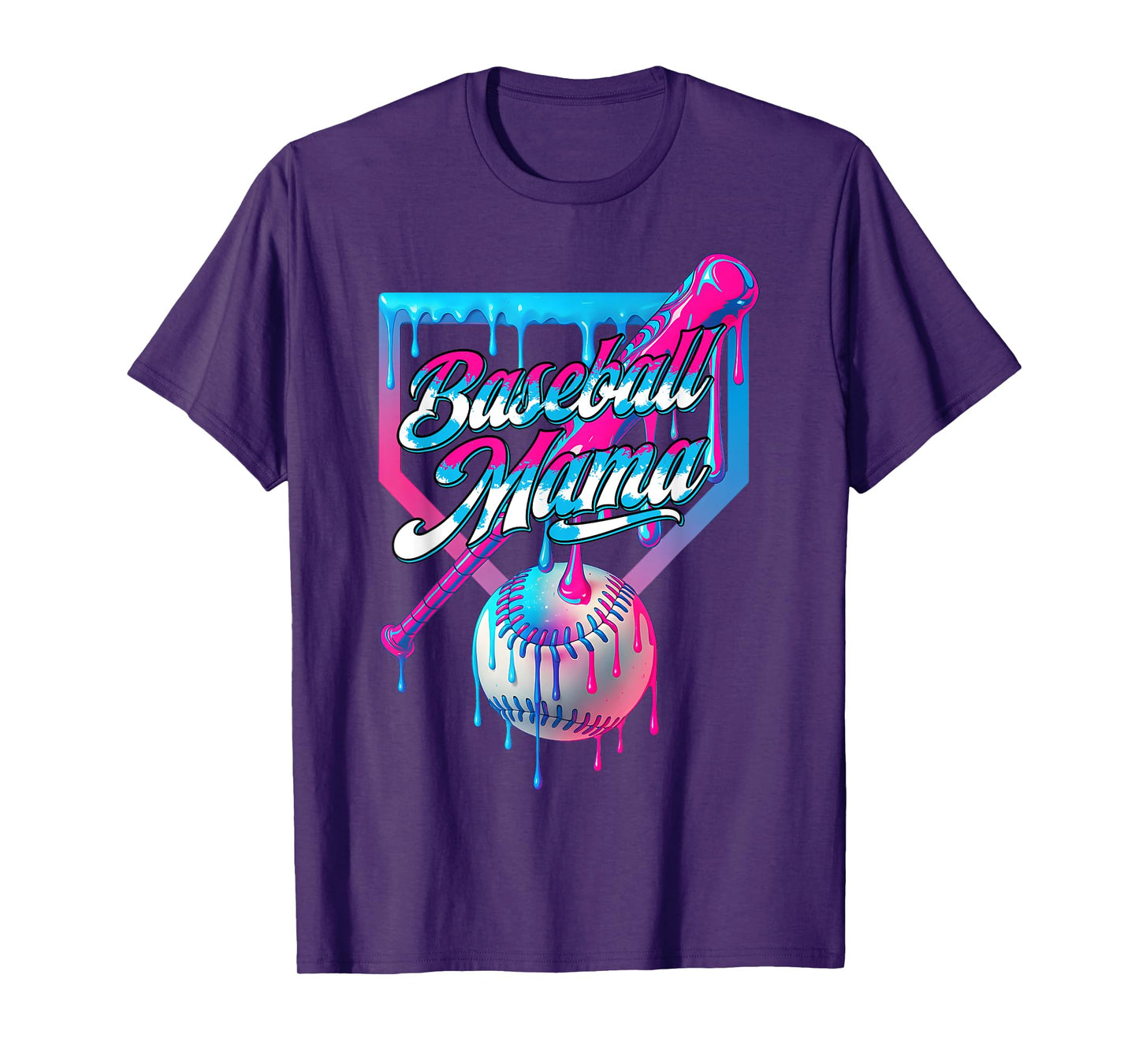 Funny Mama Mom Mothers Day Baseball Ice Cream Drip Birthday T-Shirt