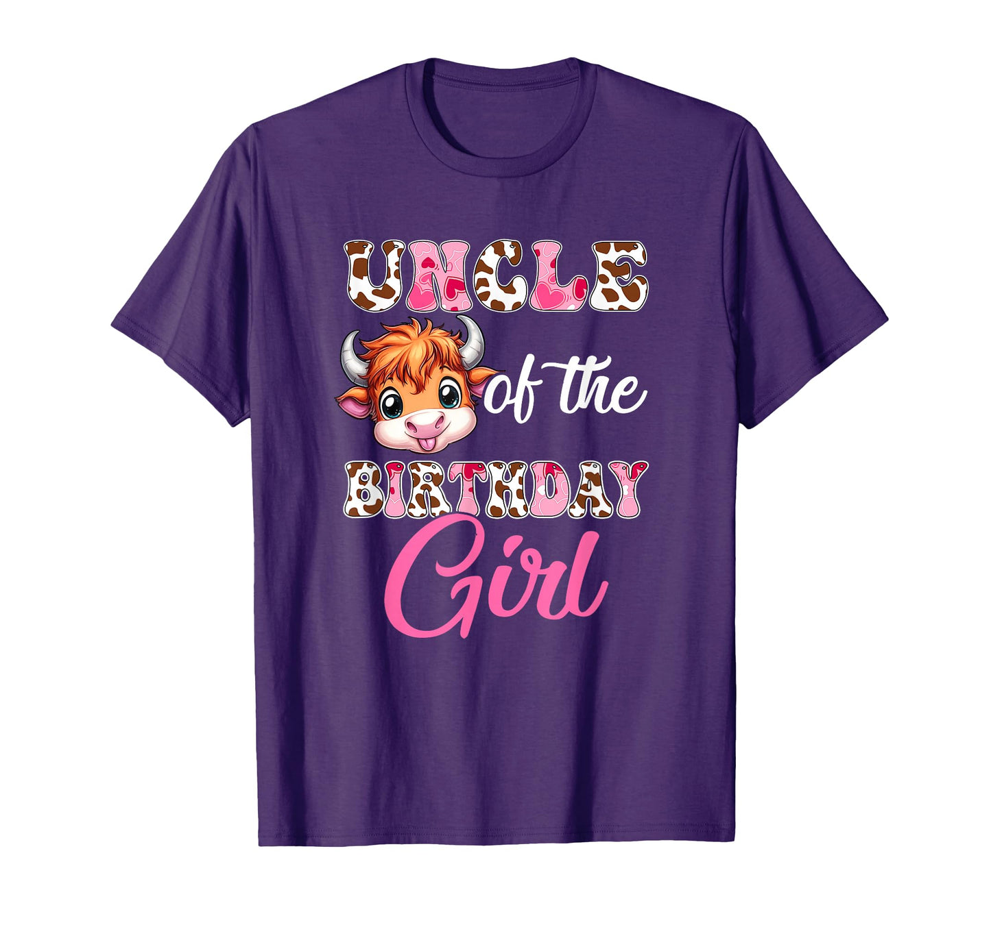 Uncle Of The Birthday Girl Highland Cow Farm 1St Birthday T-Shirt