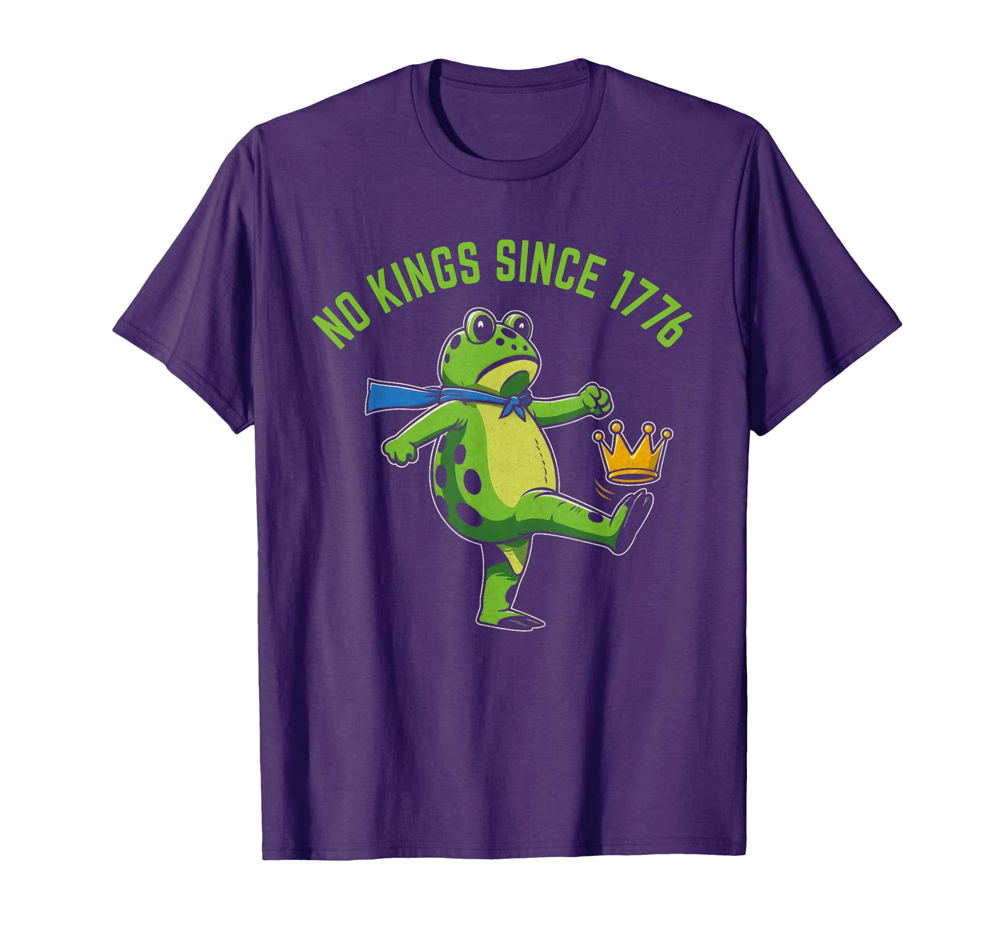 No Kings Since 1776 Portland Frog Kicking Crown Retro T-Shirt