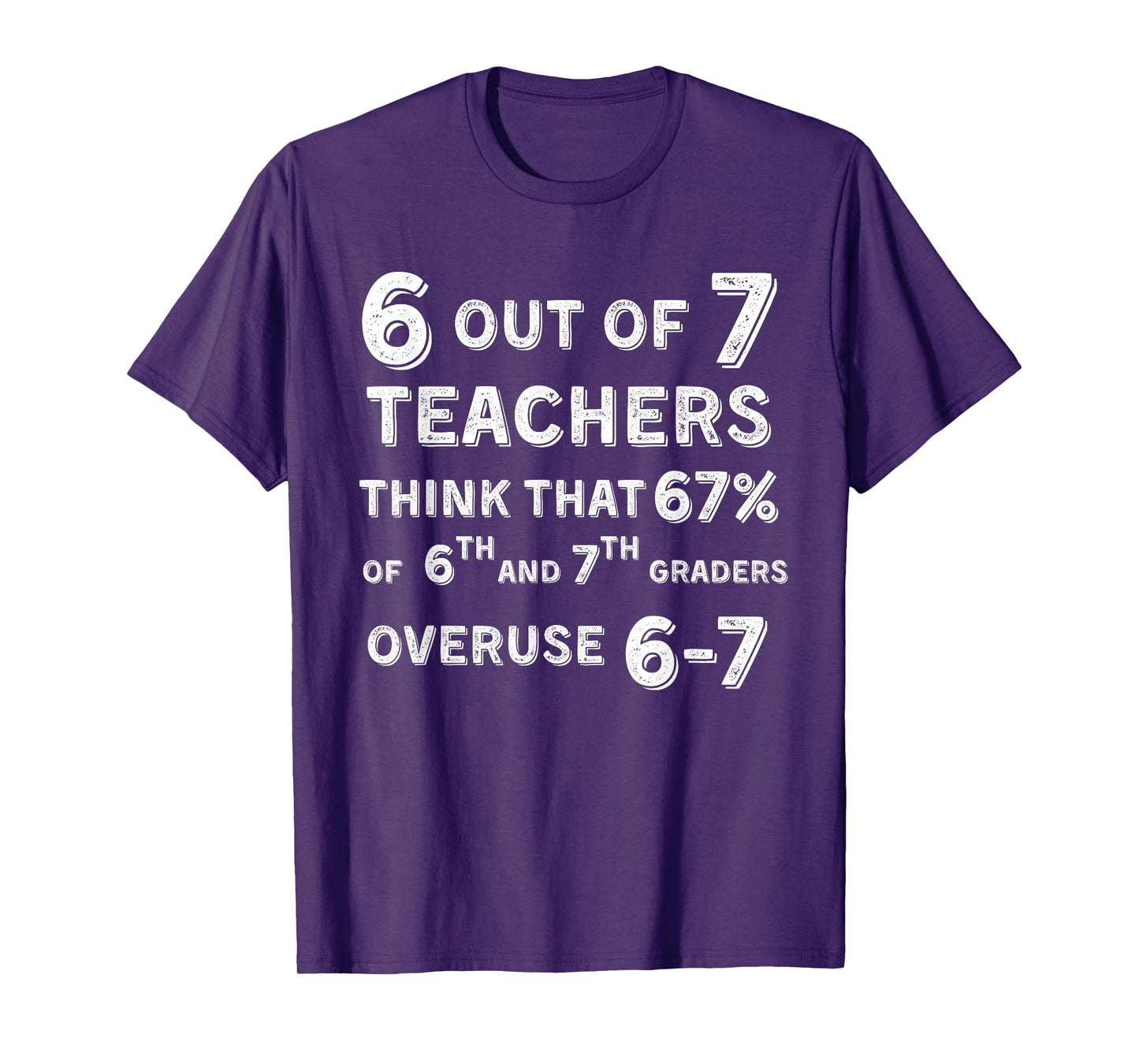 Funny 67 Teacher Middle School Teacher 6 7 Funny Overuse 67 T-Shirt