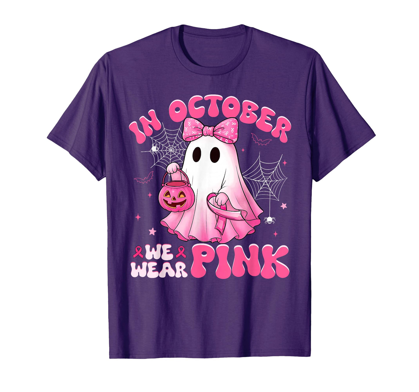 Halloween in October We Wear Pink Breast Cancer Awareness T-Shirt