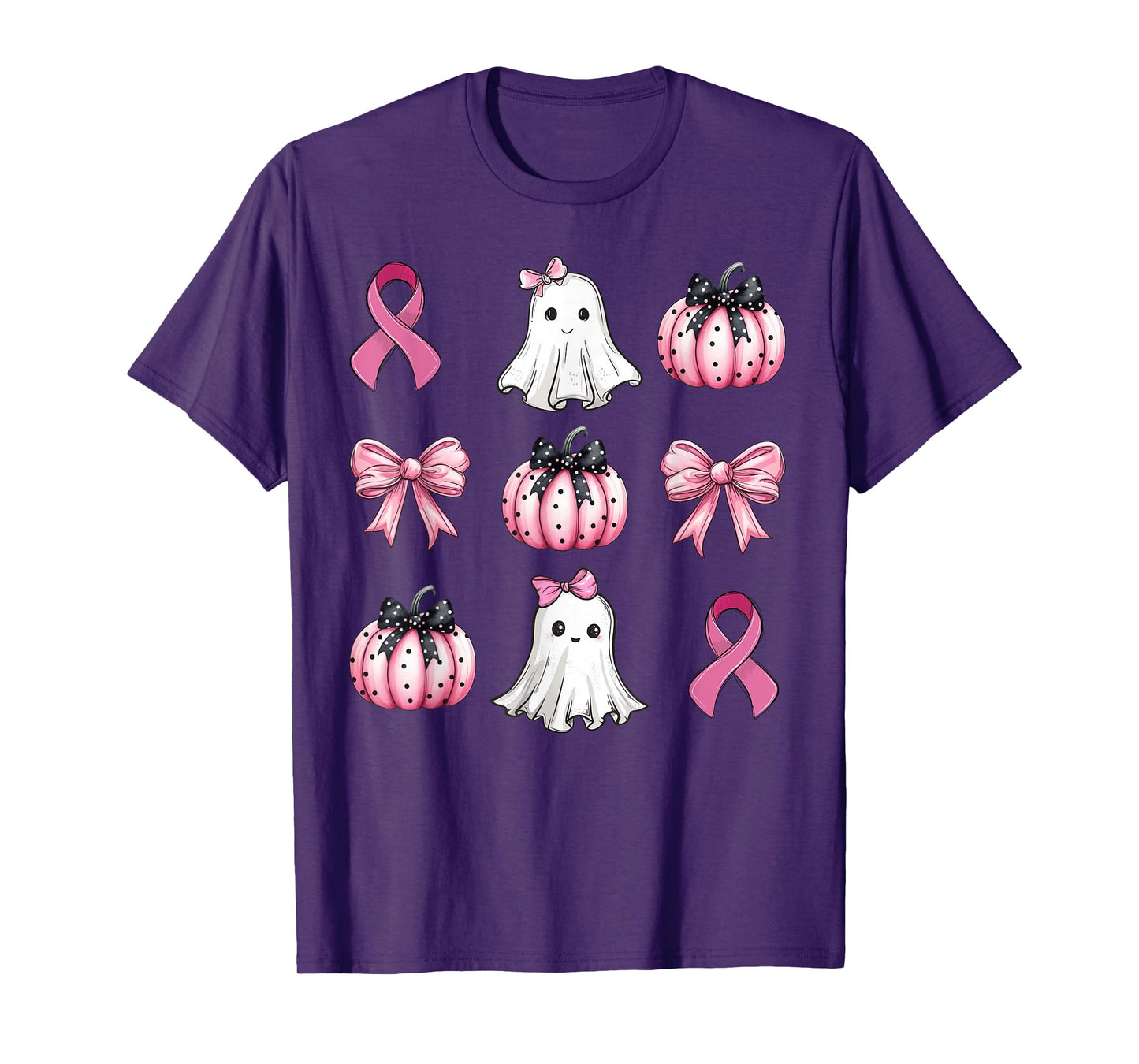 Breast Cancer Awareness Coquette Pink Pumpkin Ribbon Women's T-Shirt