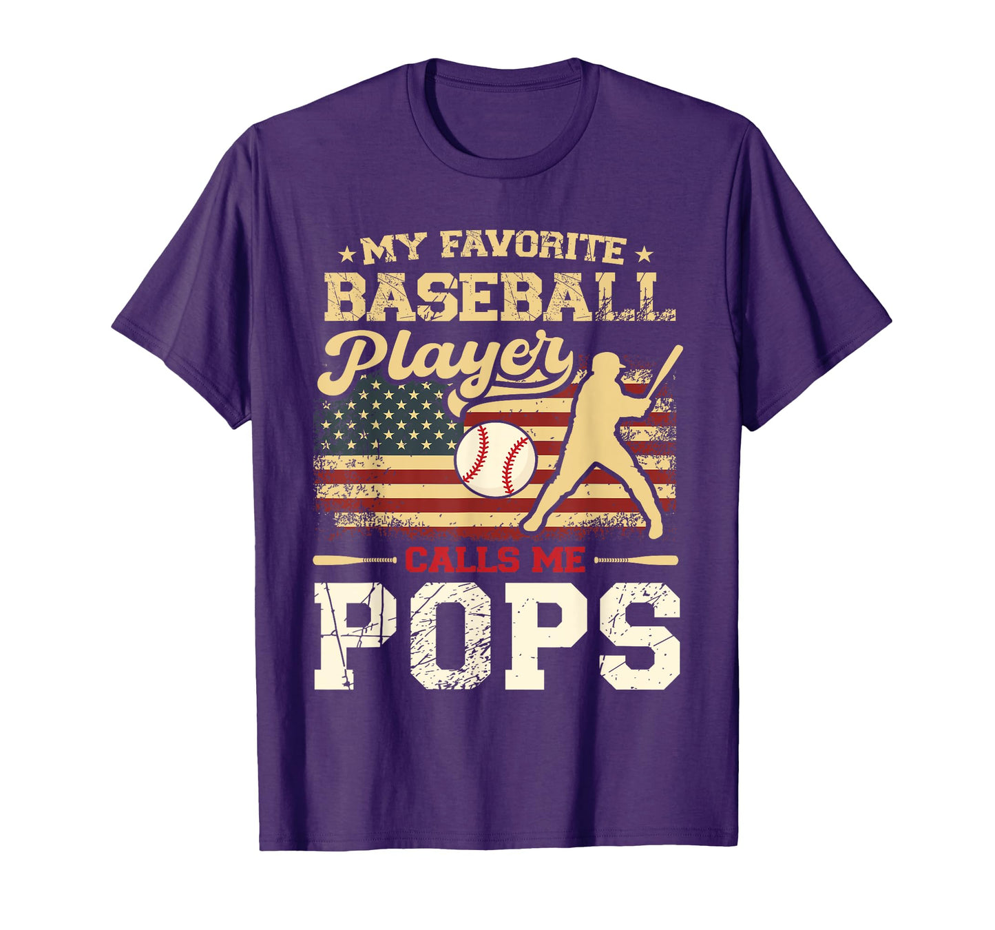 My Favorite Baseball Player Calls Me Pops US Flag T-Shirt