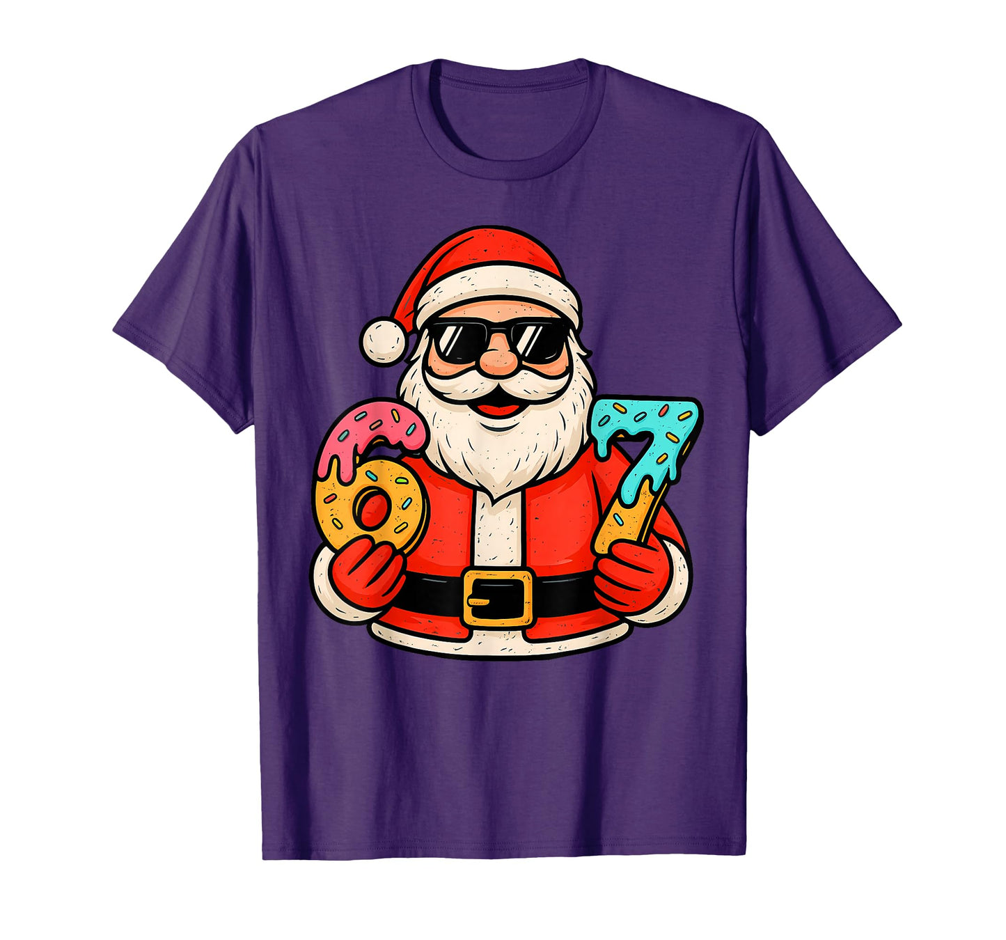 Funny Santa 67 Ice Cream Drip Christmas Xmas Teens Boys Kids T-Shirt