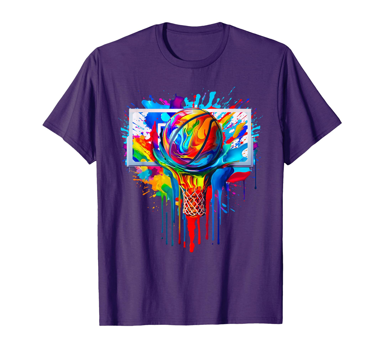 Colorful Basketball Ball Tie Dye Splatter Slam Dunk Hoop Net T-Shirt