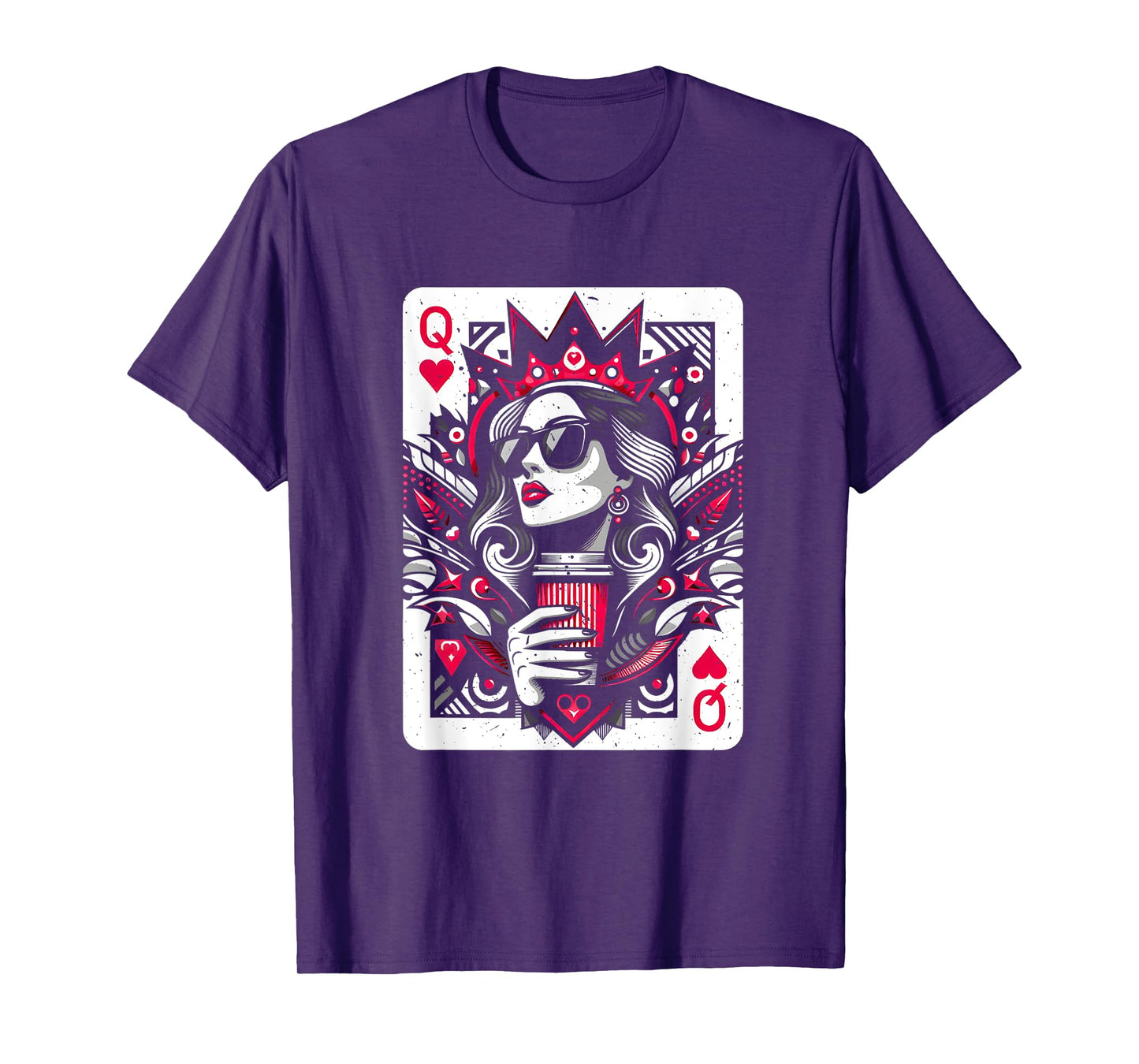 Queen Of Hearts Coffee Lover Women Gambling Gambler T-Shirt