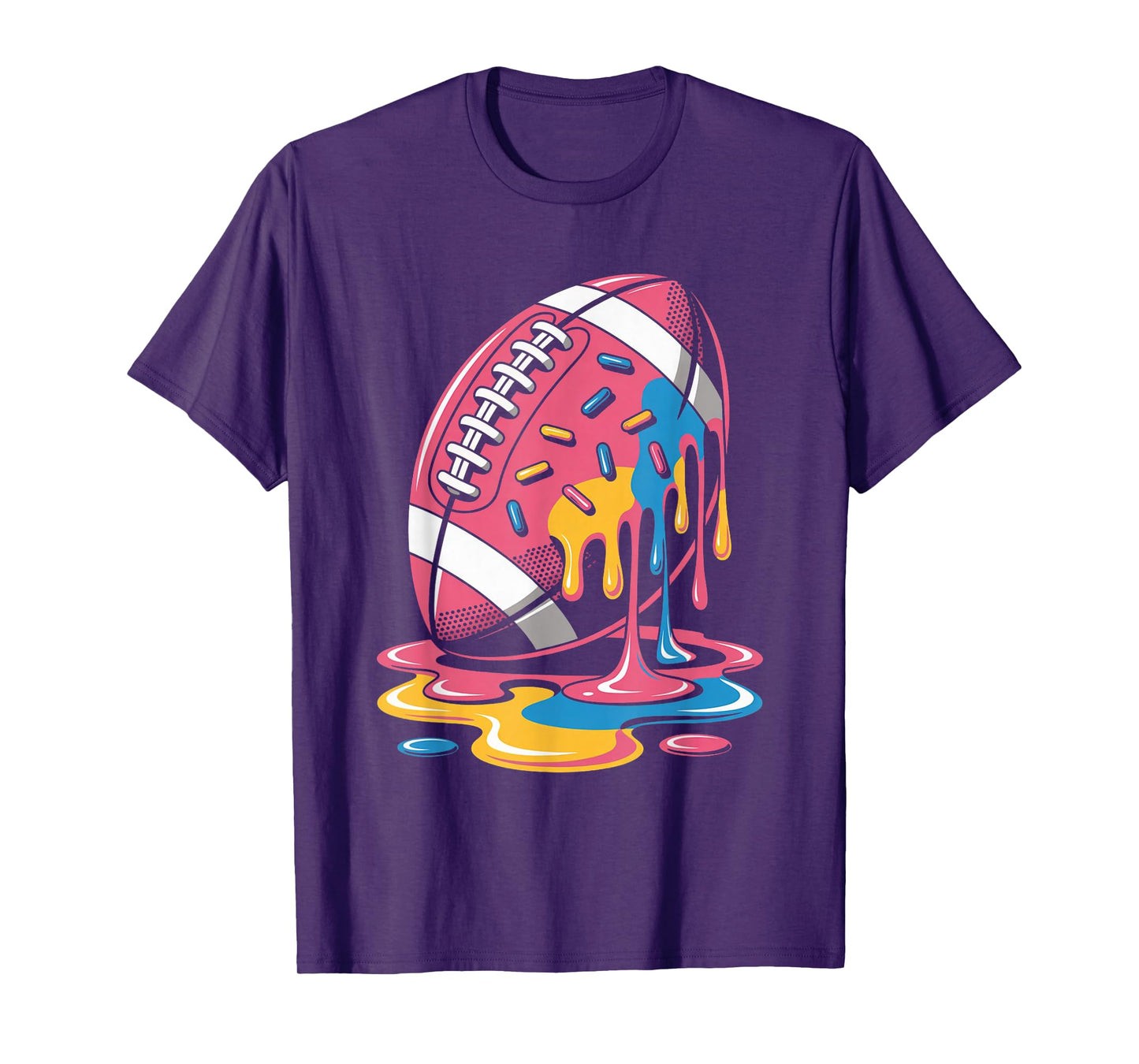 Football Drip Ice Cream Drip Boys for Lineman WR QB RB Men T-Shirt