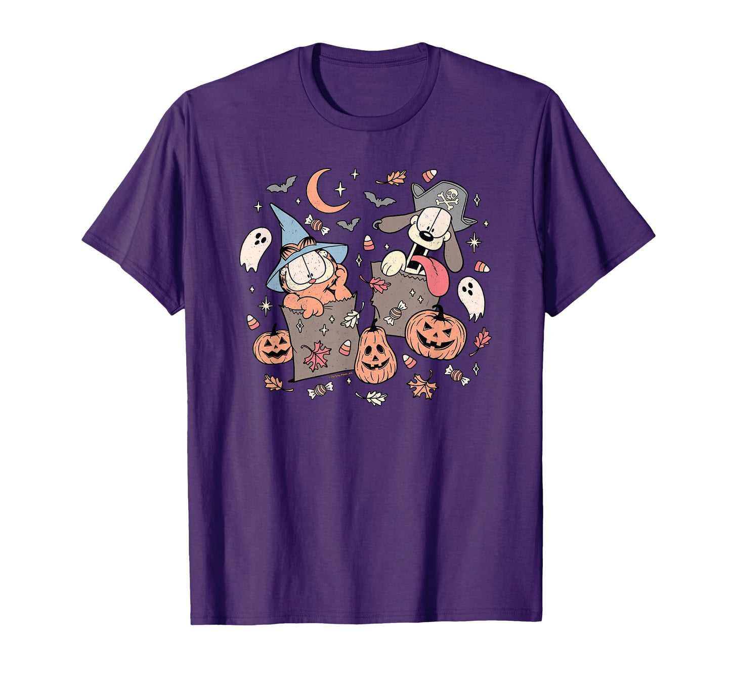 Garfield Halloween Garfield & Odie Trick Or Treating Retro T-Shirt
