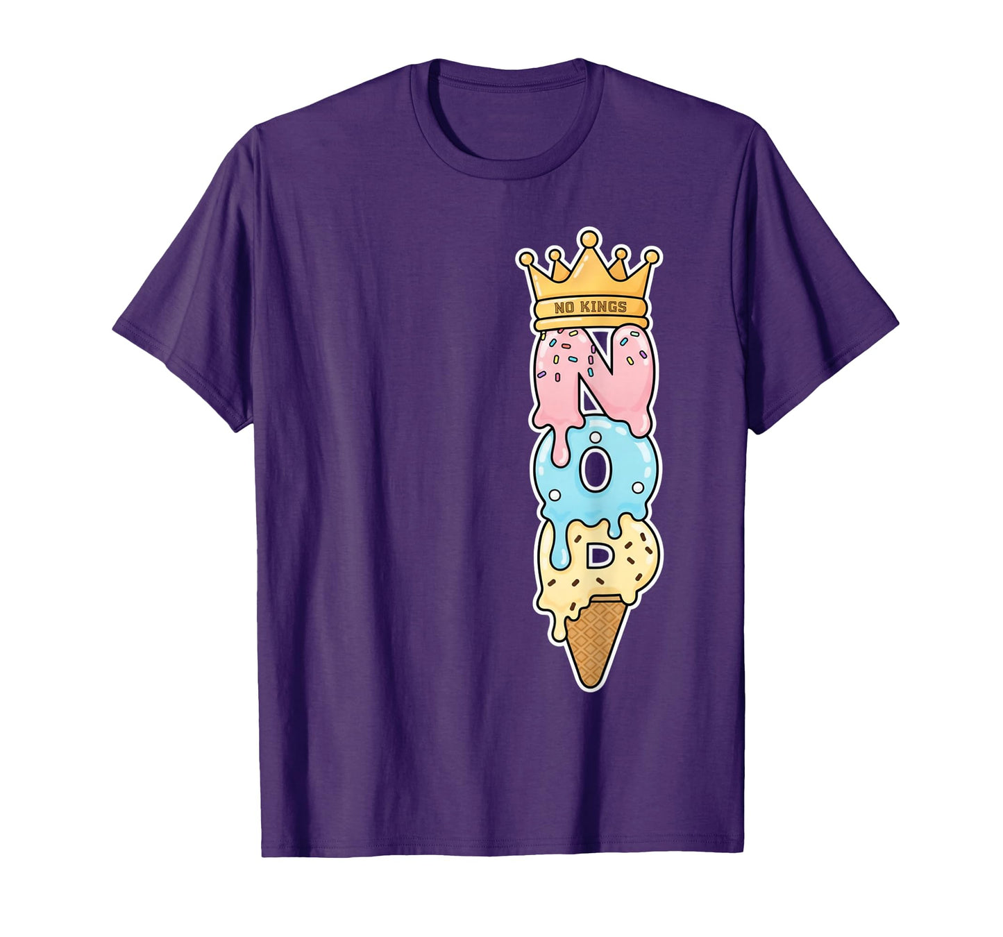 No Kings Ice Cream Drip Crown Cone Cute Protest T-Shirt
