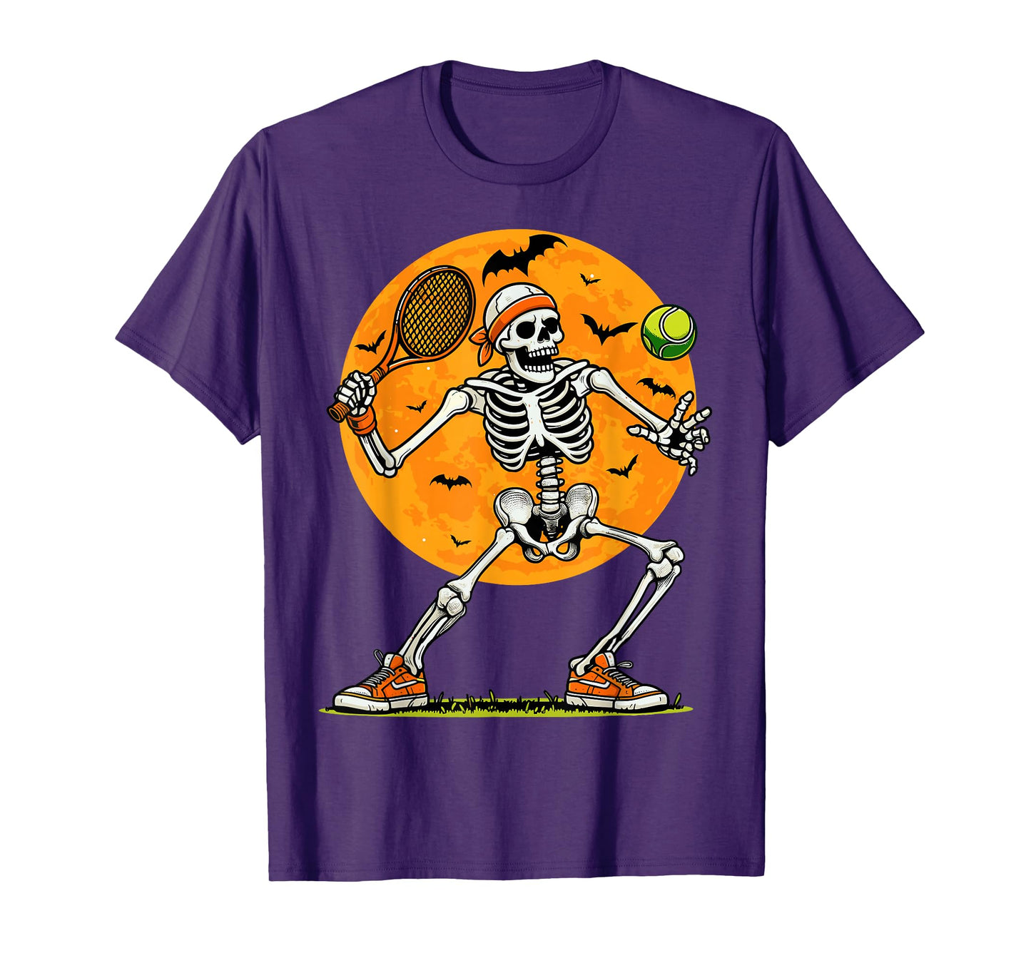 Tennis Skeleton Spooky Boys Funny Halloween Tennis Player T-Shirt