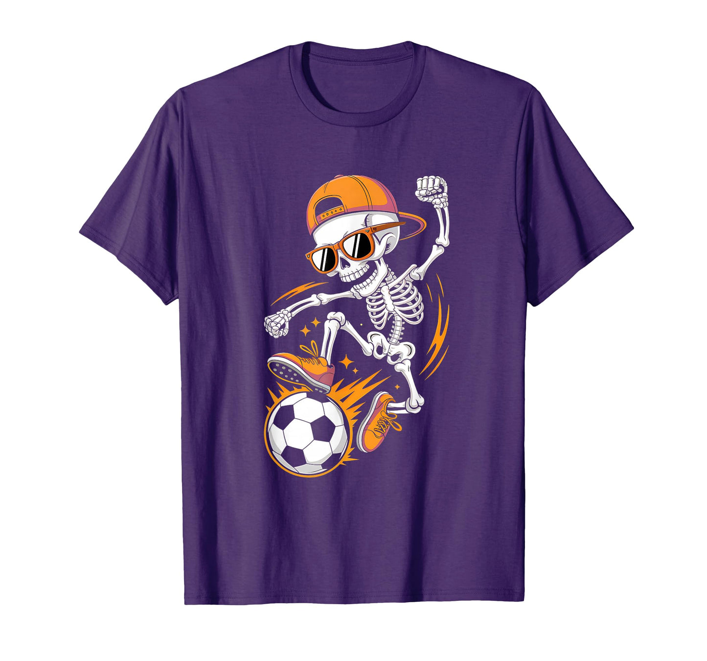 Halloween Skeleton Funny Soccer Shirt for Teens Boys Men T-Shirt