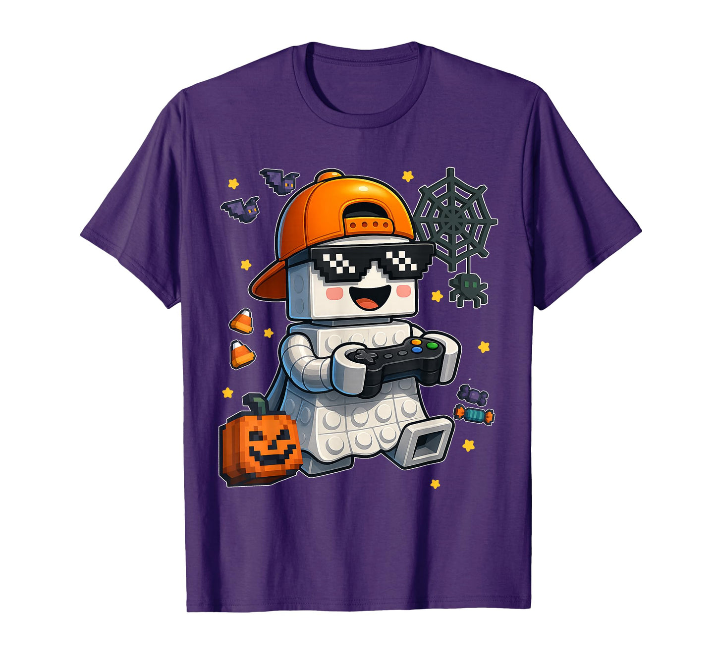 Building Brick Boo Game Controller Halloween Costumes Boys T-Shirt
