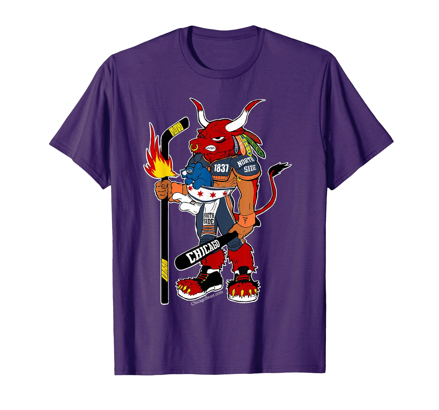 Creatureopolis Chicago Beast Black Cotton T-Shirt - Classic Fit, Round Neck, Short Sleeve, Adult Size
