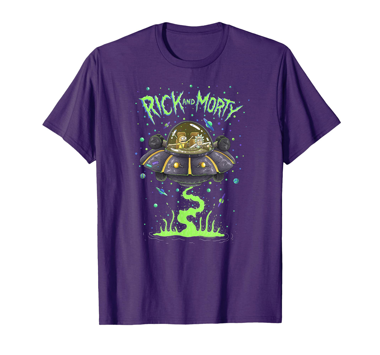 Rick and Morty Spaceship Getaway Funny Cartoon T-Shirt