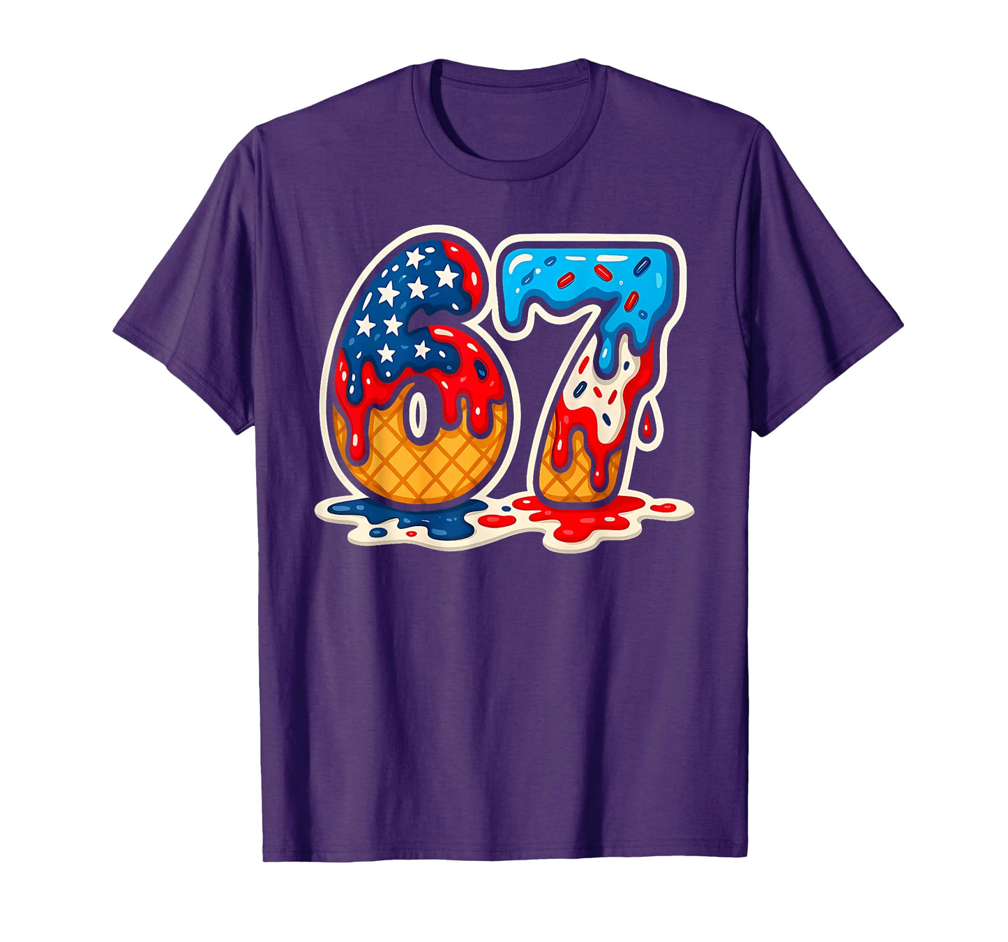 67 Ice Cream Drip Meme Funny Six Seven Gen Alpha Slang T-Shirt