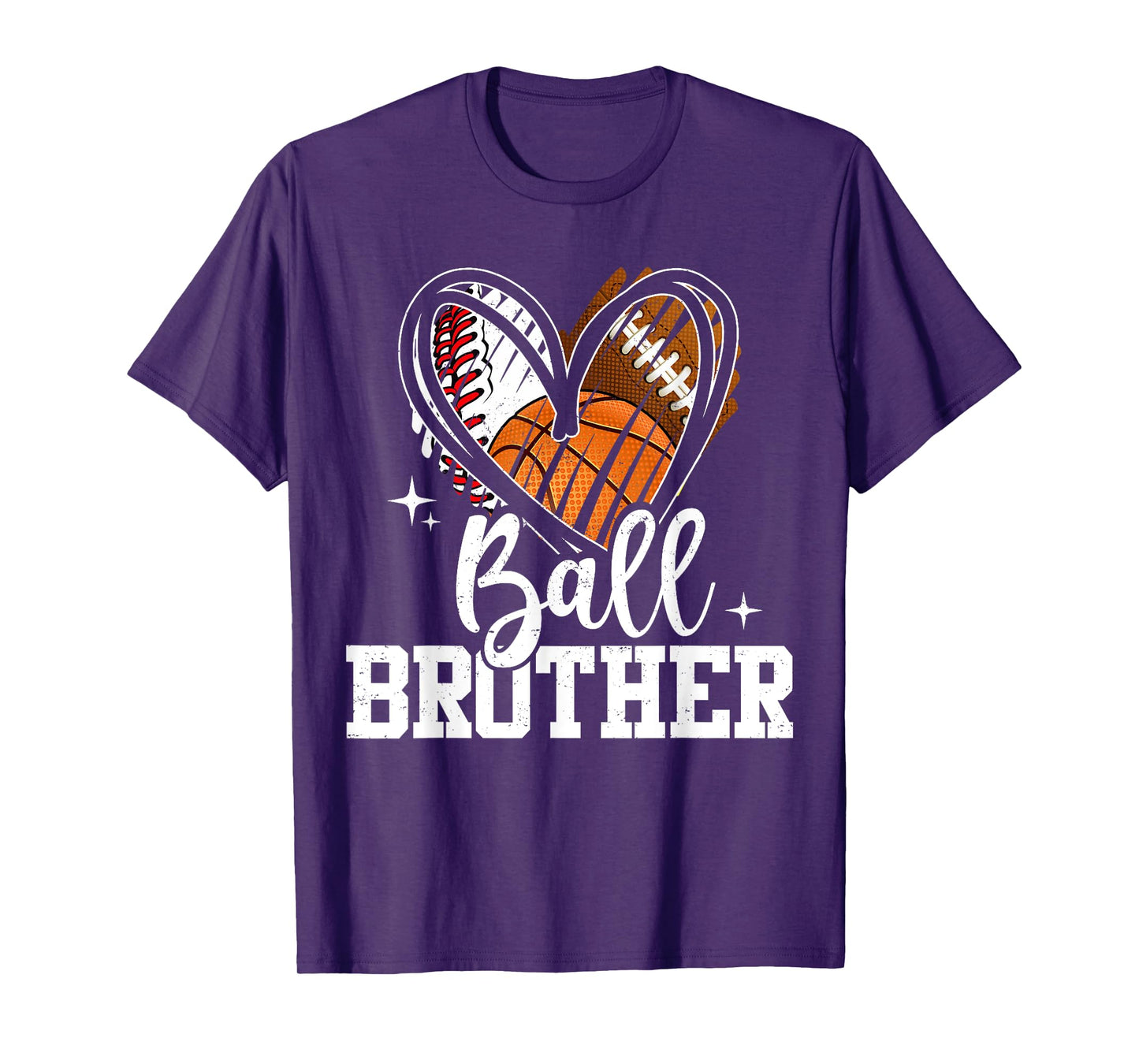 Ball Brother Baseball Football Basketball Heart T-Shirt