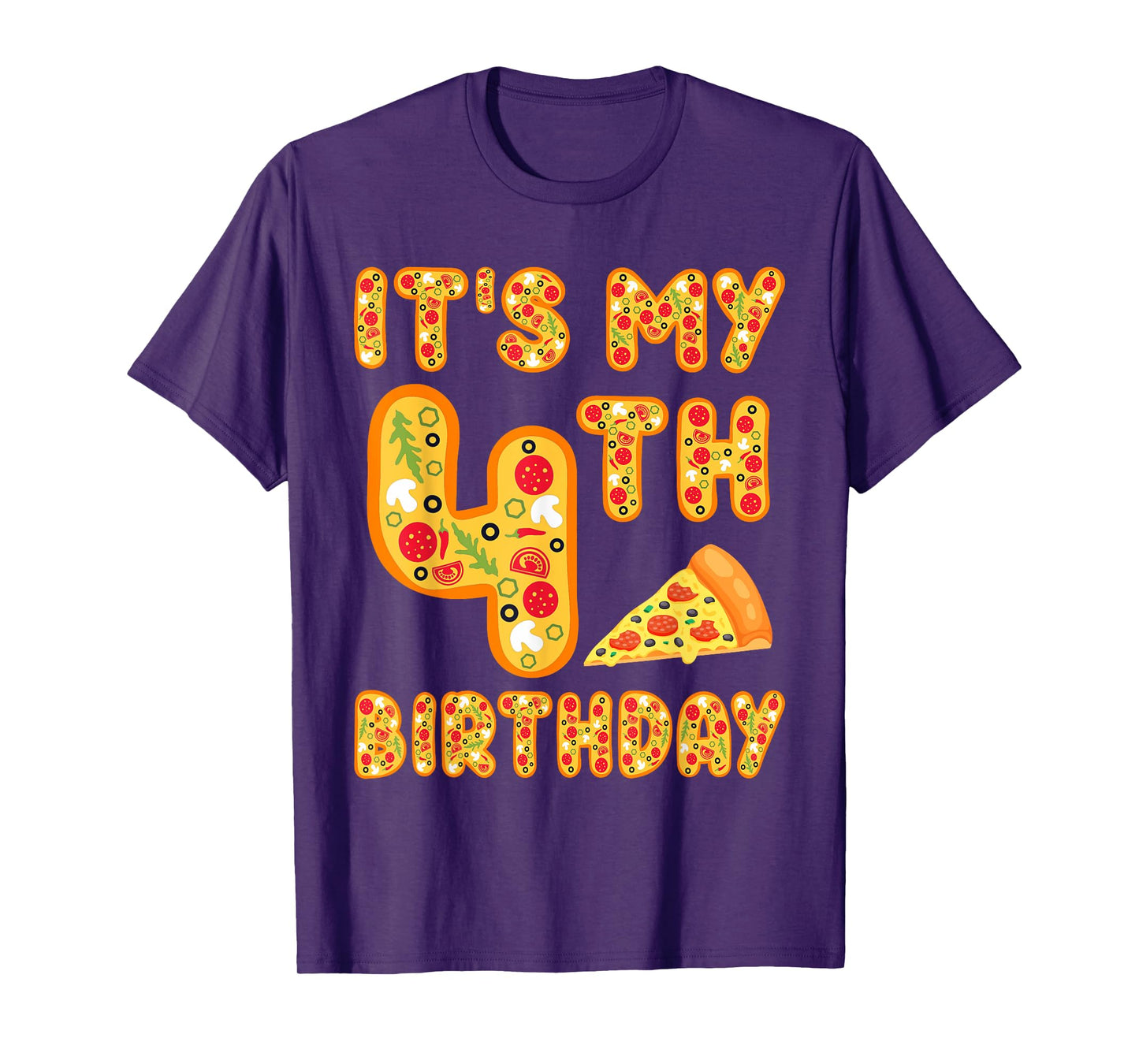 4 Years Old Boys Girls Kids 4th Birthday Pizza Family T-Shirt