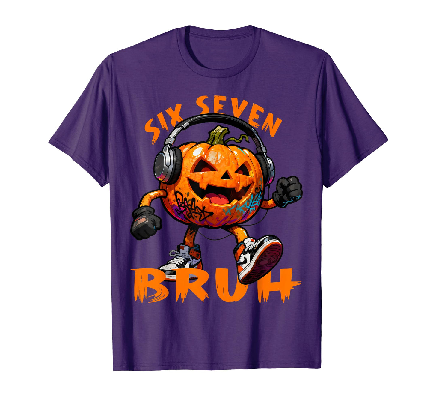67 Halloween Funny Six Seven Meme Brainrot Pumpkin Kids Bruh T-Shirt