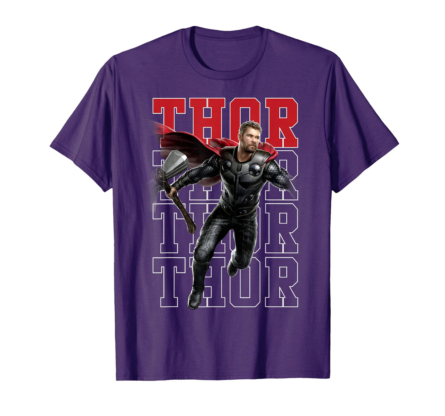 Marvel Avengers Endgame Thor Pose Name Stack Graphic Tee T-Shirt