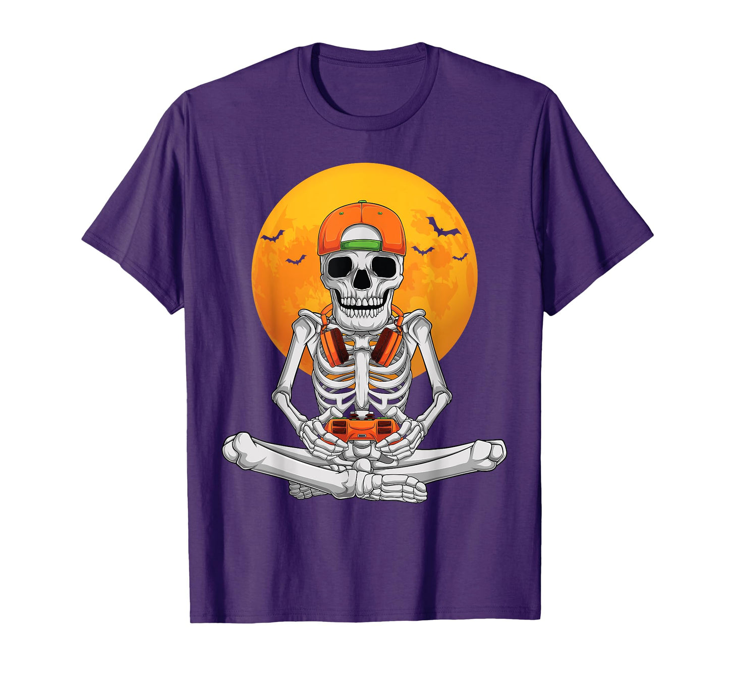 Halloween skeleton gamer video gaming boys men kids teens T-Shirt