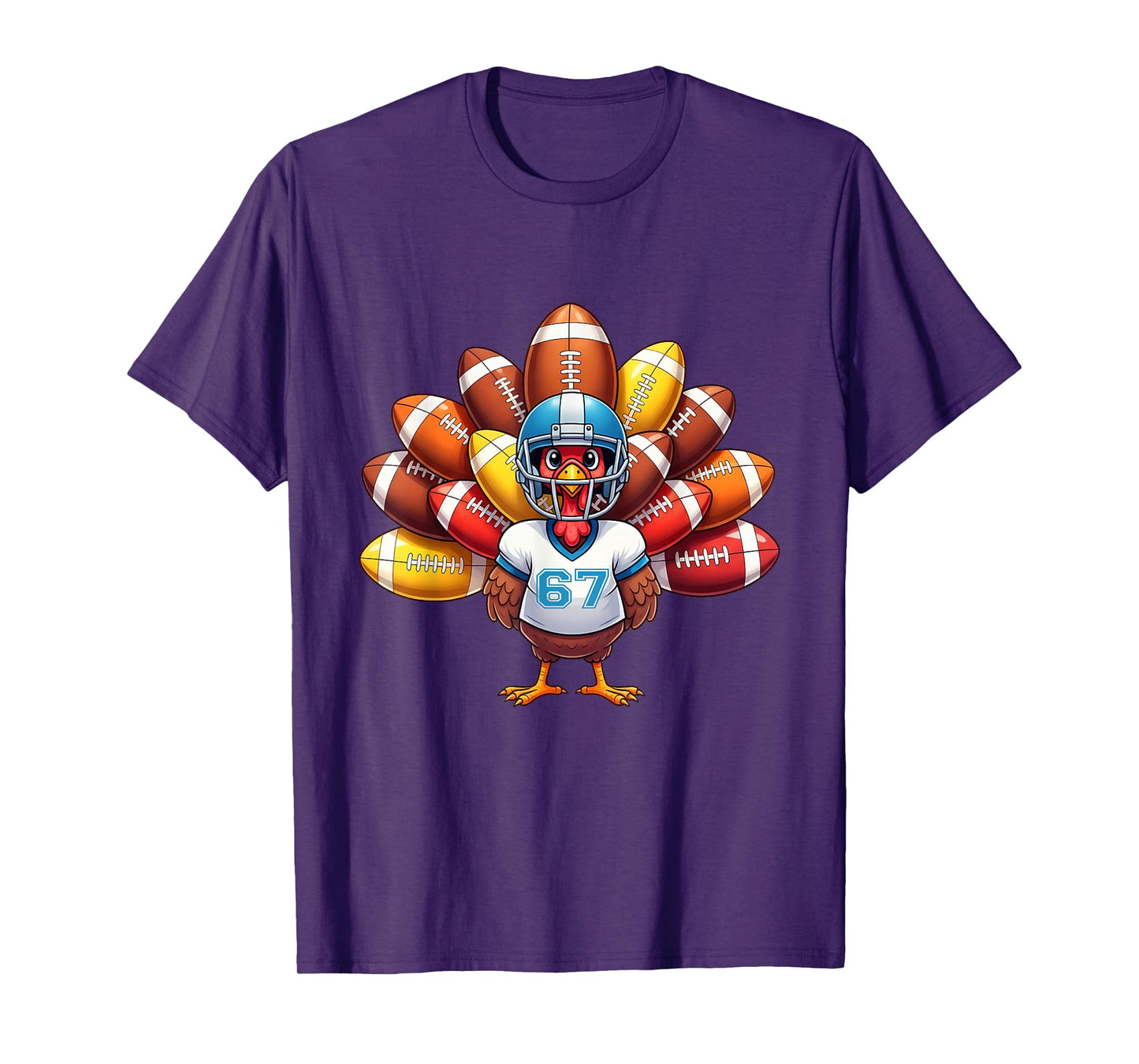 Six Seven 6 7 Meme Thanksgiving Football Turkey Six Seven T-Shirt