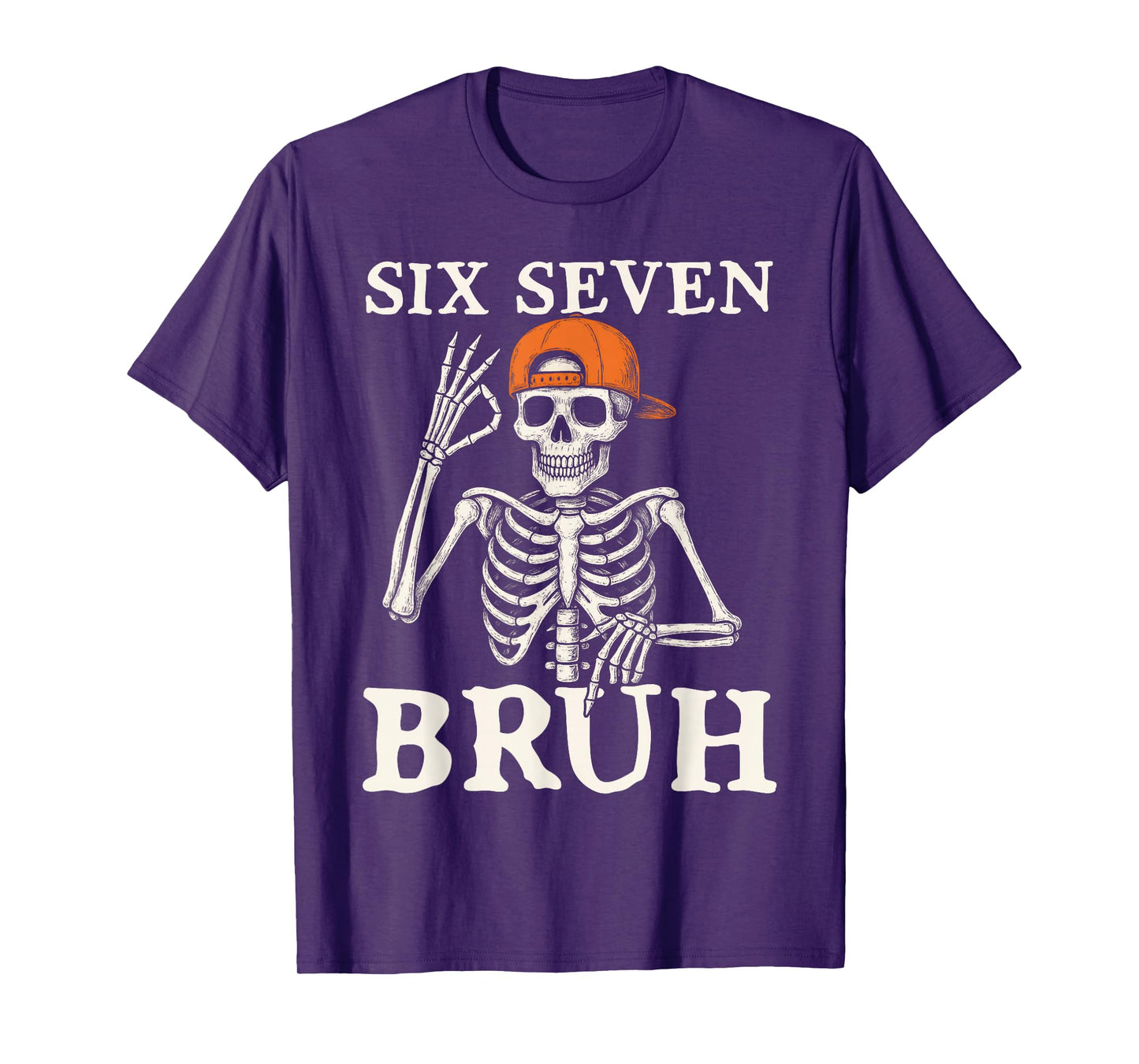 6 7 Bruh Meme Gen Alpha Halloween Skeleton Six Seven Boys T-Shirt