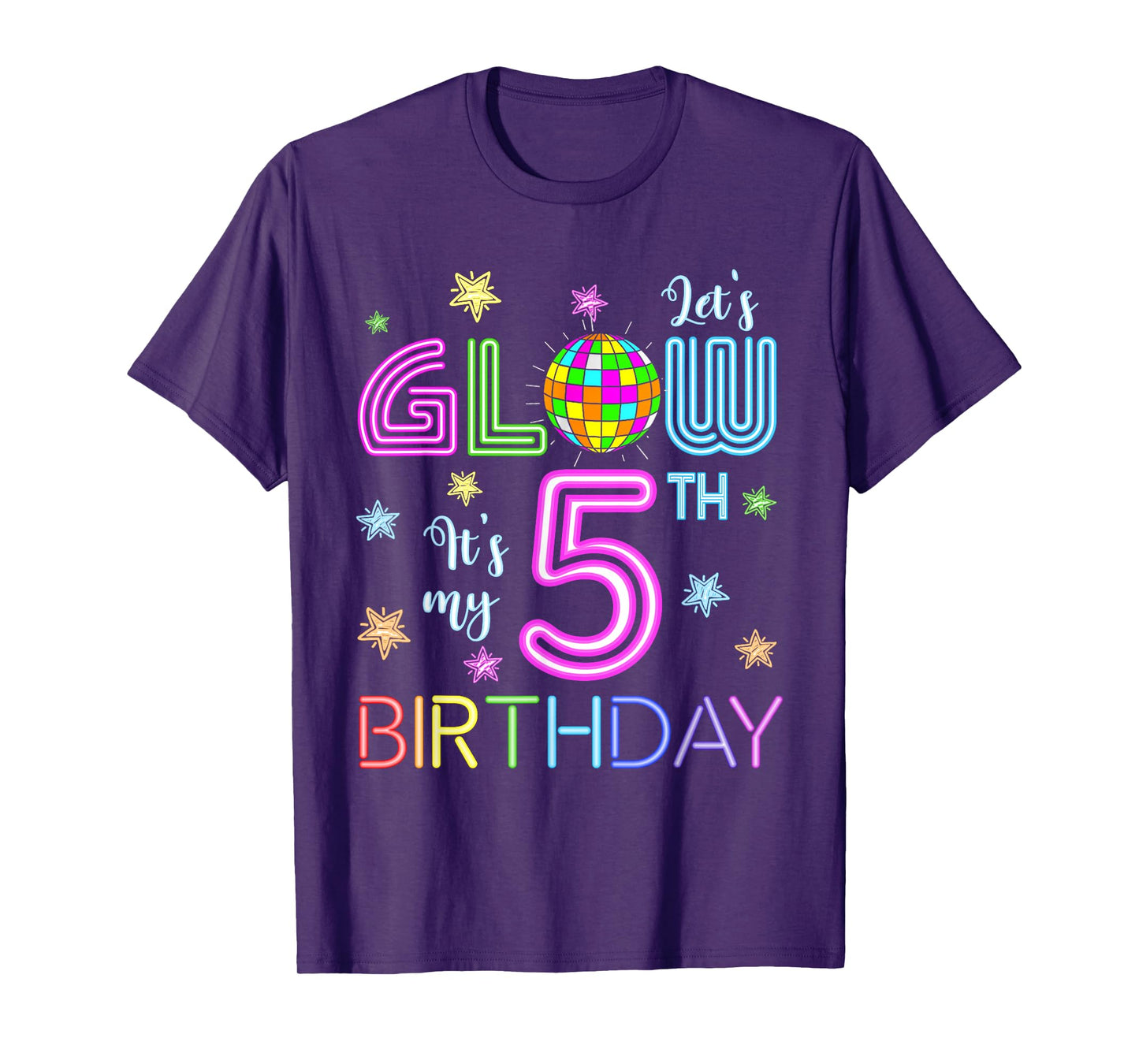 Lets Crazy It's My 5th Birthday Glowing 80s 5 Year Old T-Shirt