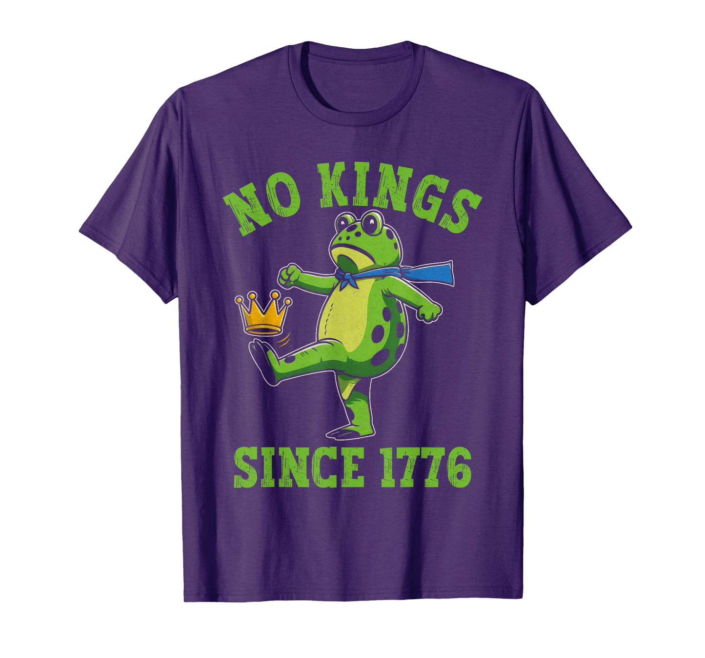 No Kings Since 1776 Portland Frog Kicking Crown Retro T-Shirt